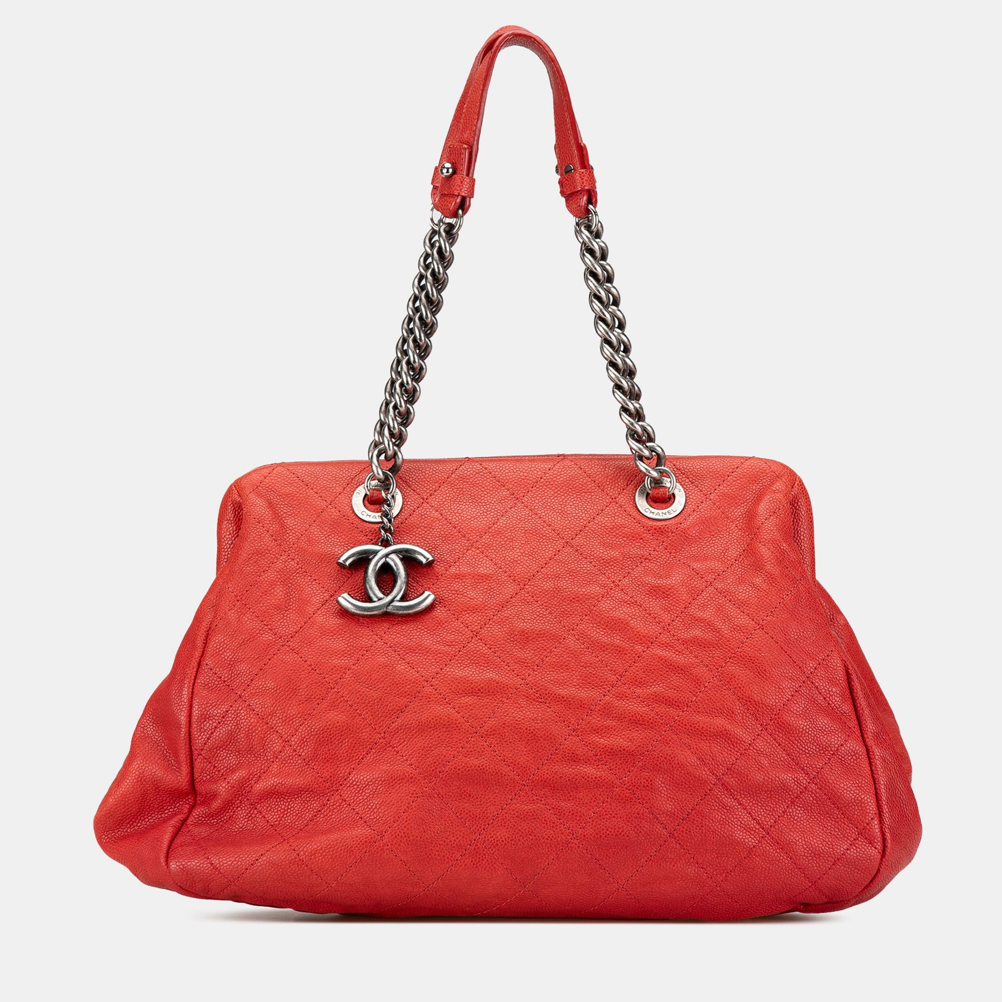 

Chanel Red Medium Quilted Caviar Frame Tote