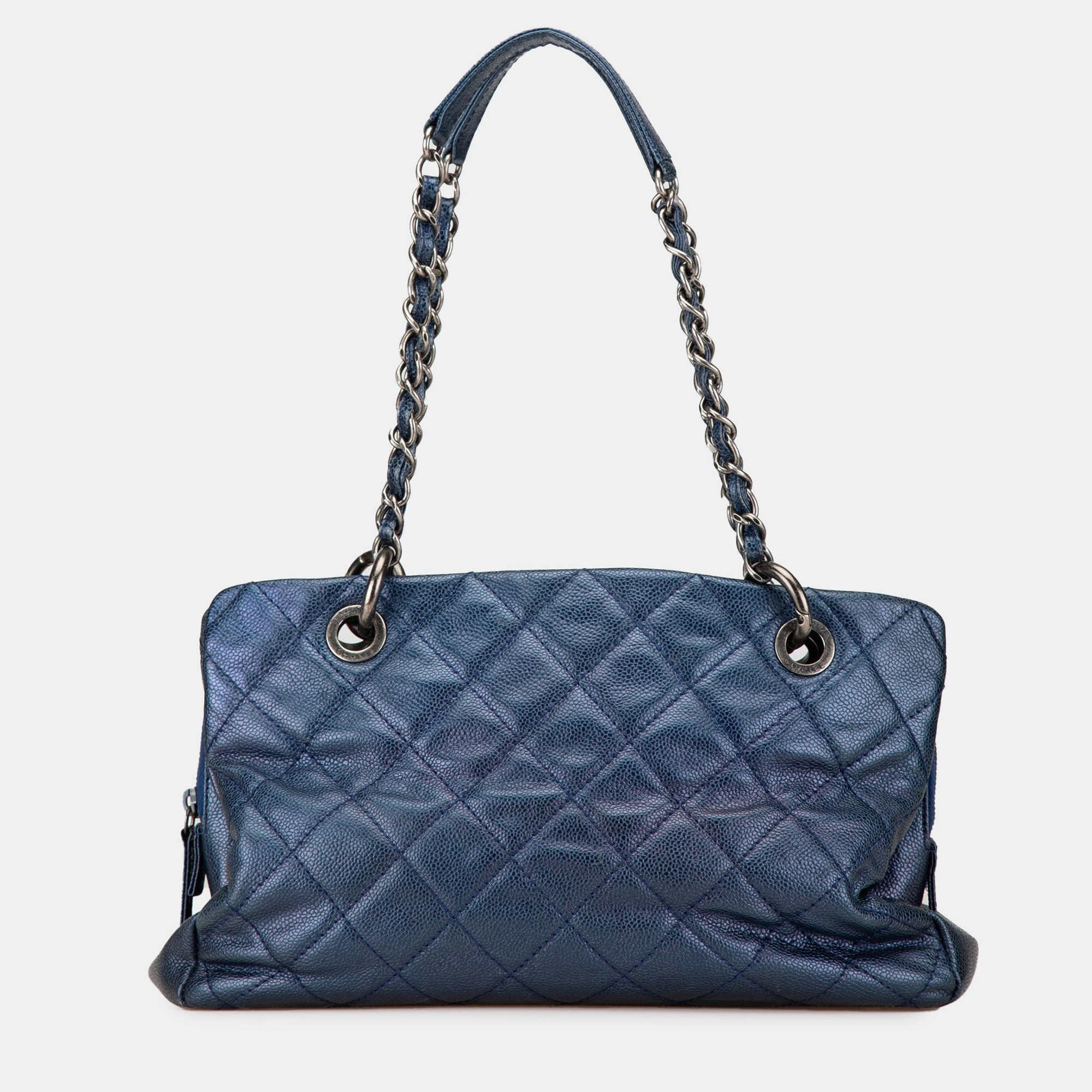 

Chanel Blue Quilted Iridescent Caviar Chic Shopping Tote