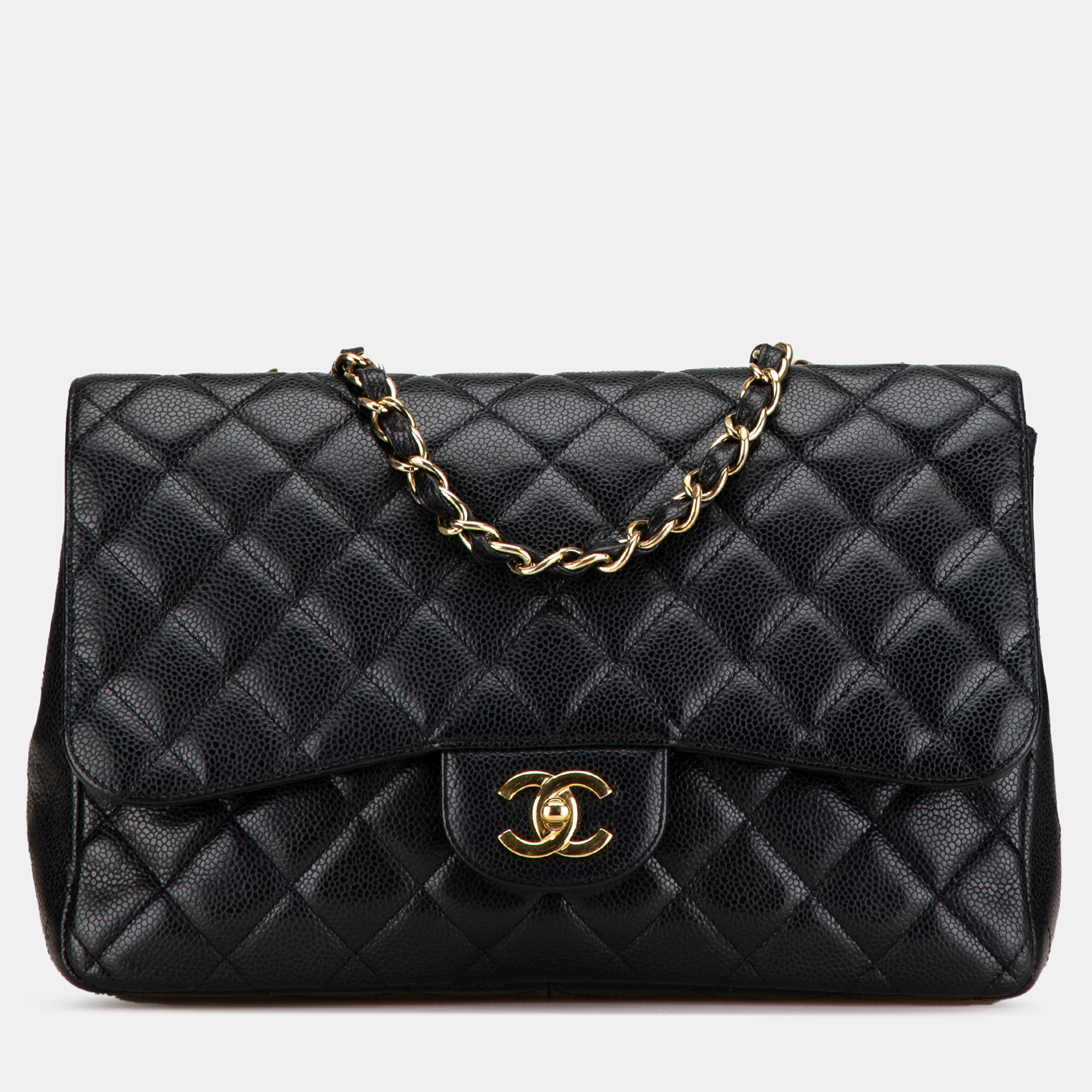 

Chanel Black Jumbo Classic Caviar Single Flap