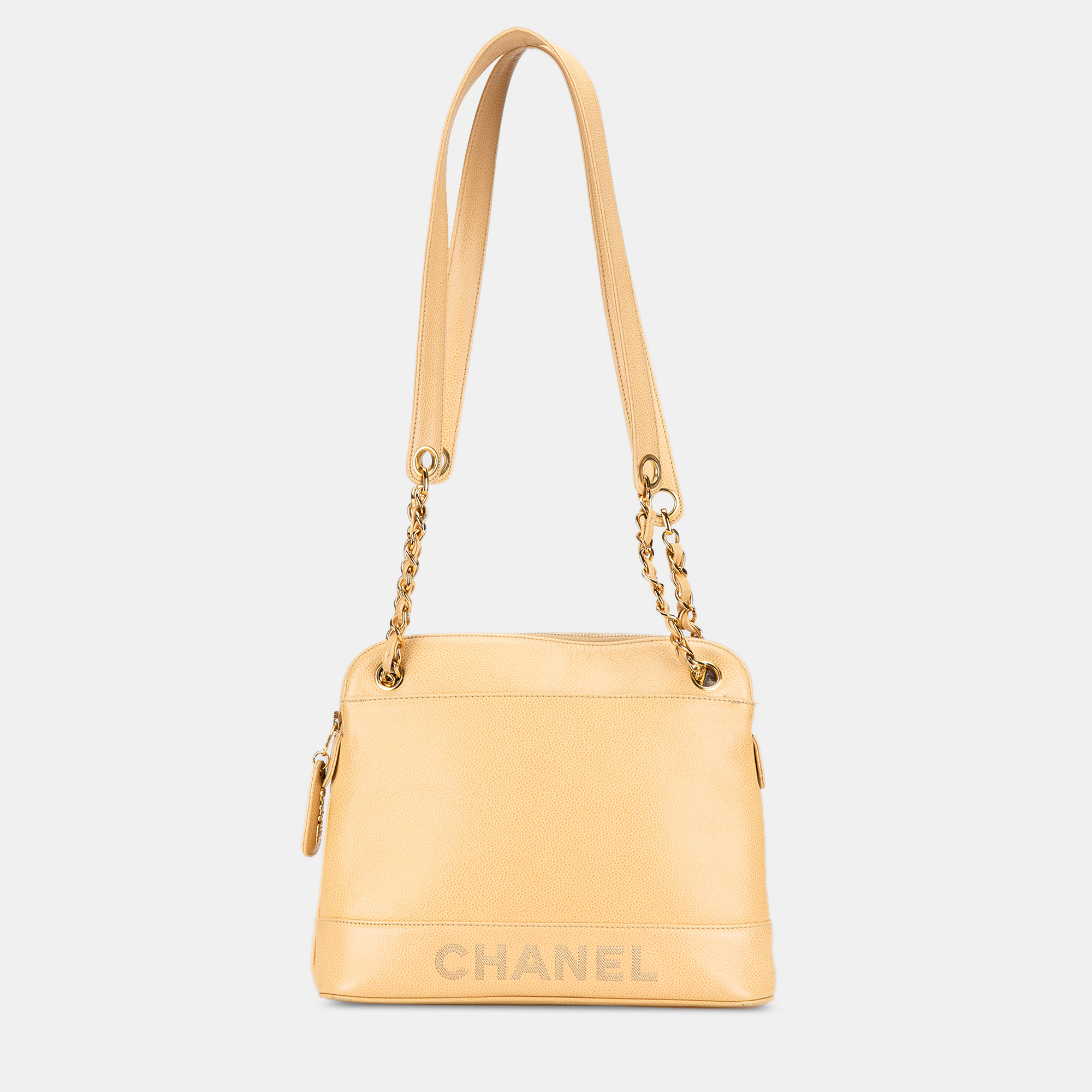 

Chanel Yellow Caviar Logo Chain Shoulder Bag