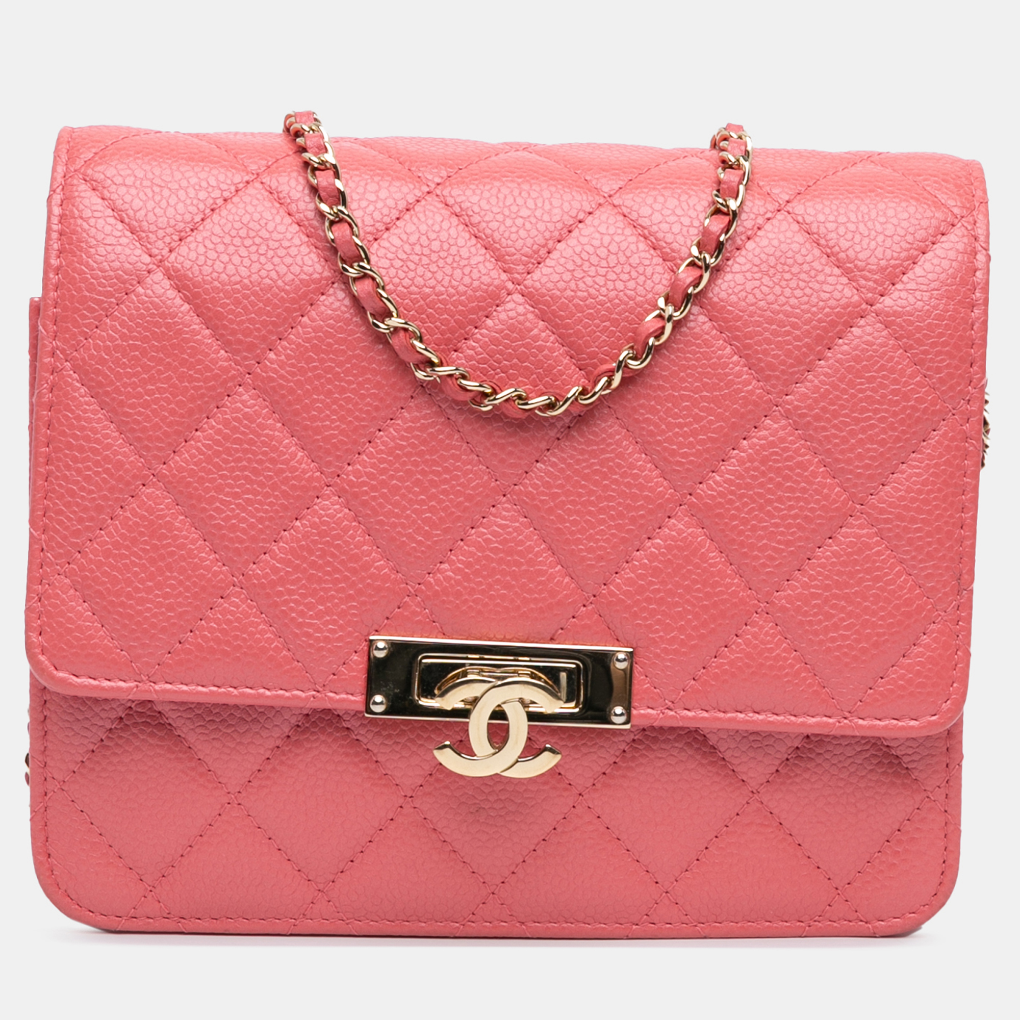 

Chanel Pink Quilted Caviar Golden Class Wallet On Chain