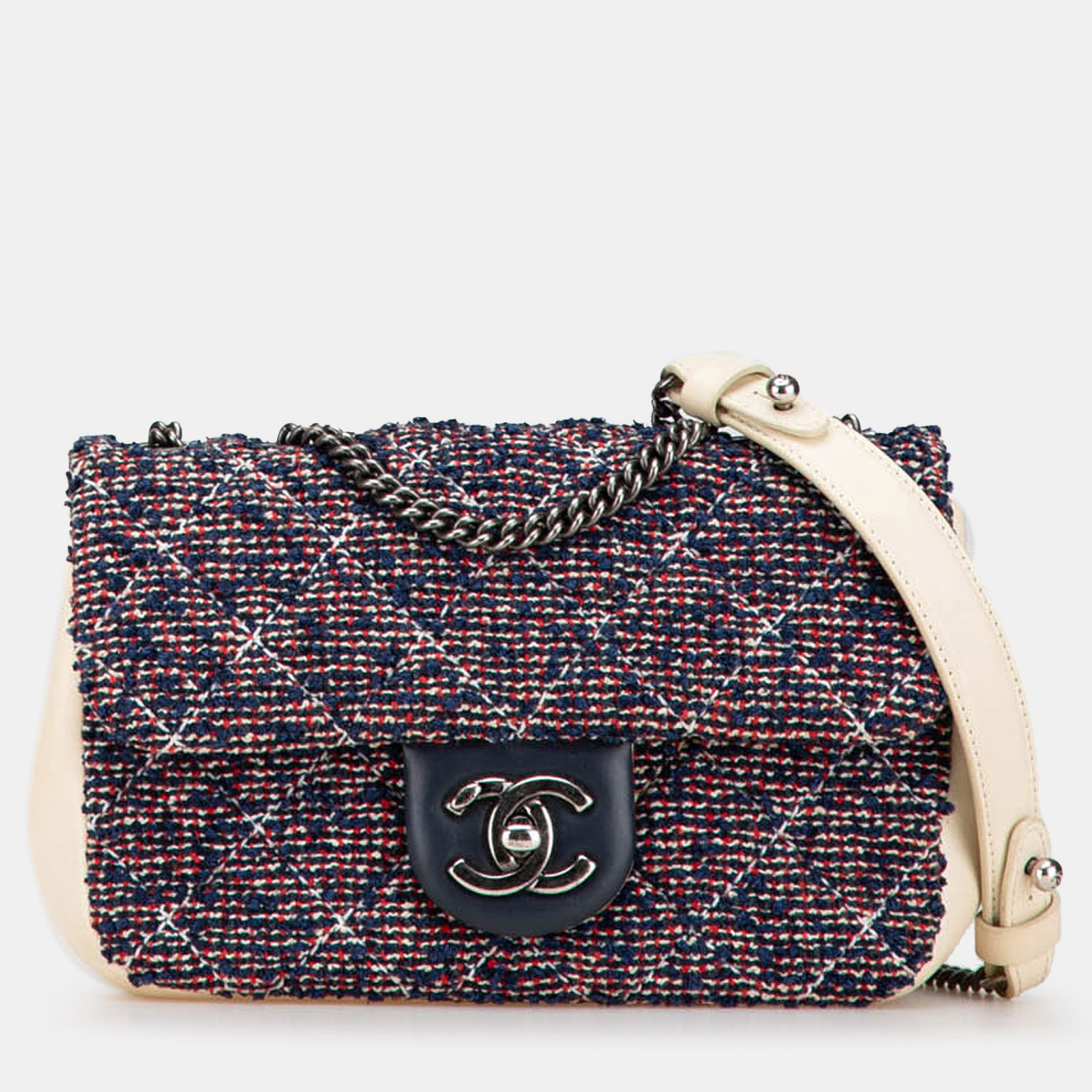 

Chanel Multicolor Mini Rectangular Tweed Single Flap