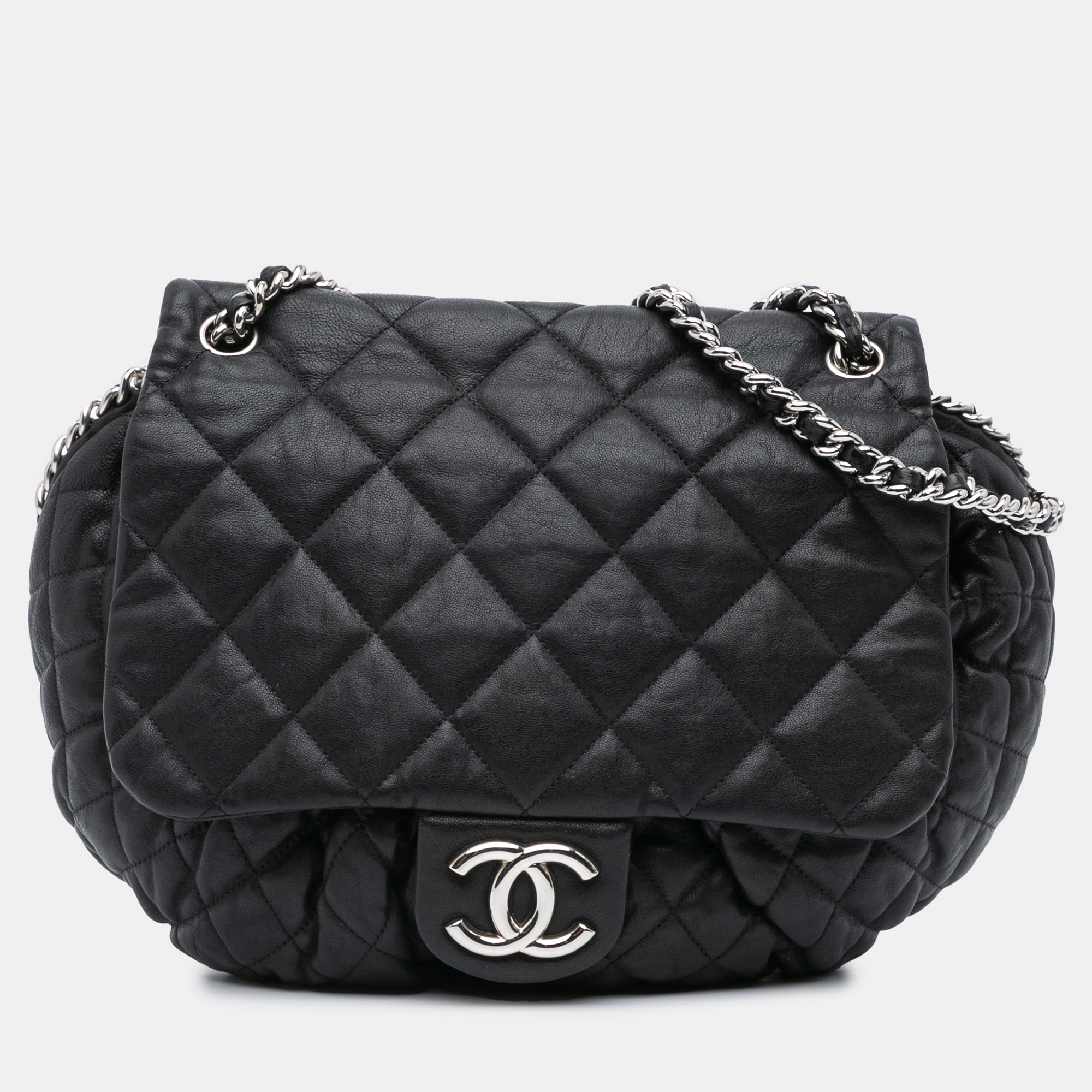 

Chanel Black Large Lambskin Chain Around Flap