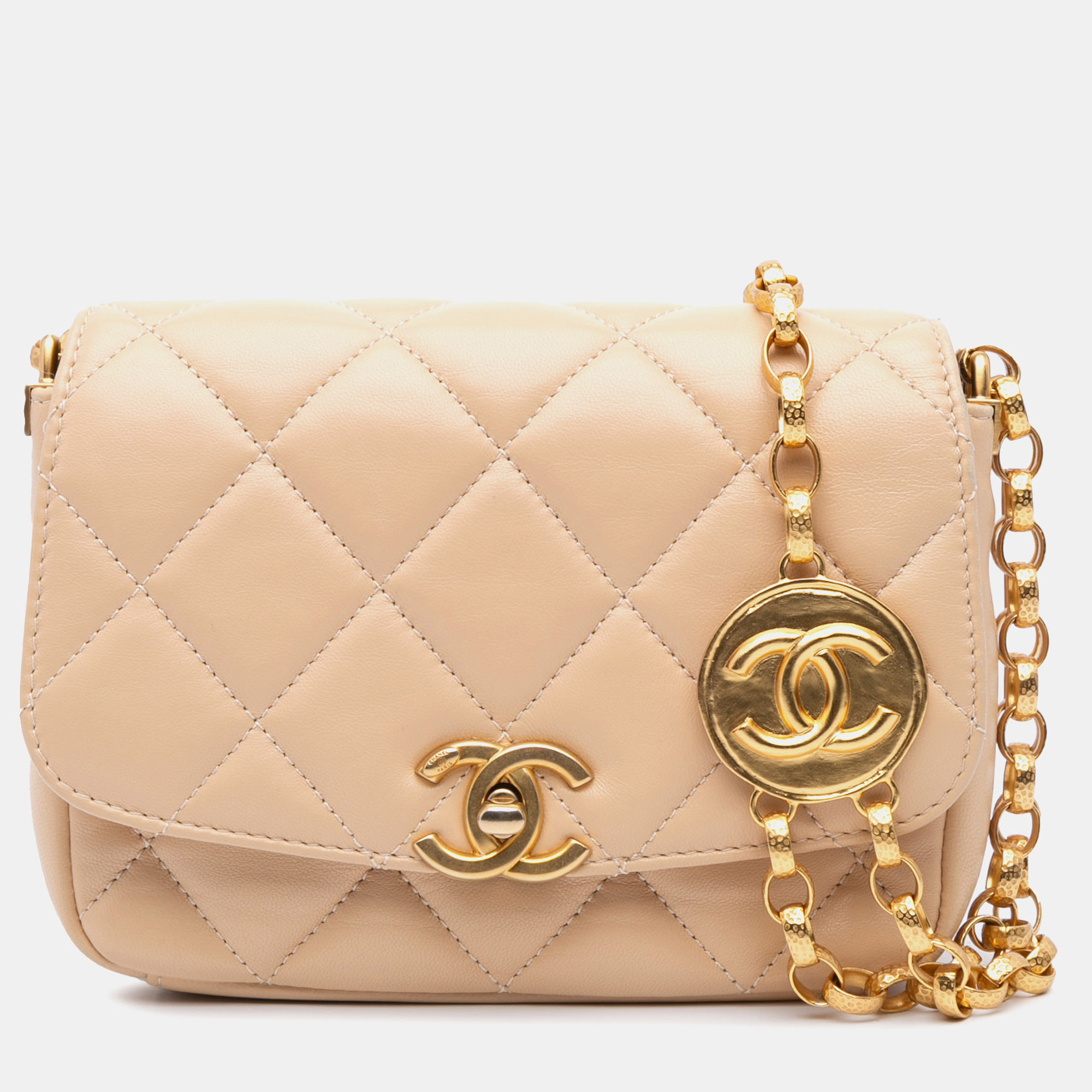 

Chanel Brown Small Quilted Lambskin CC Coin Flap