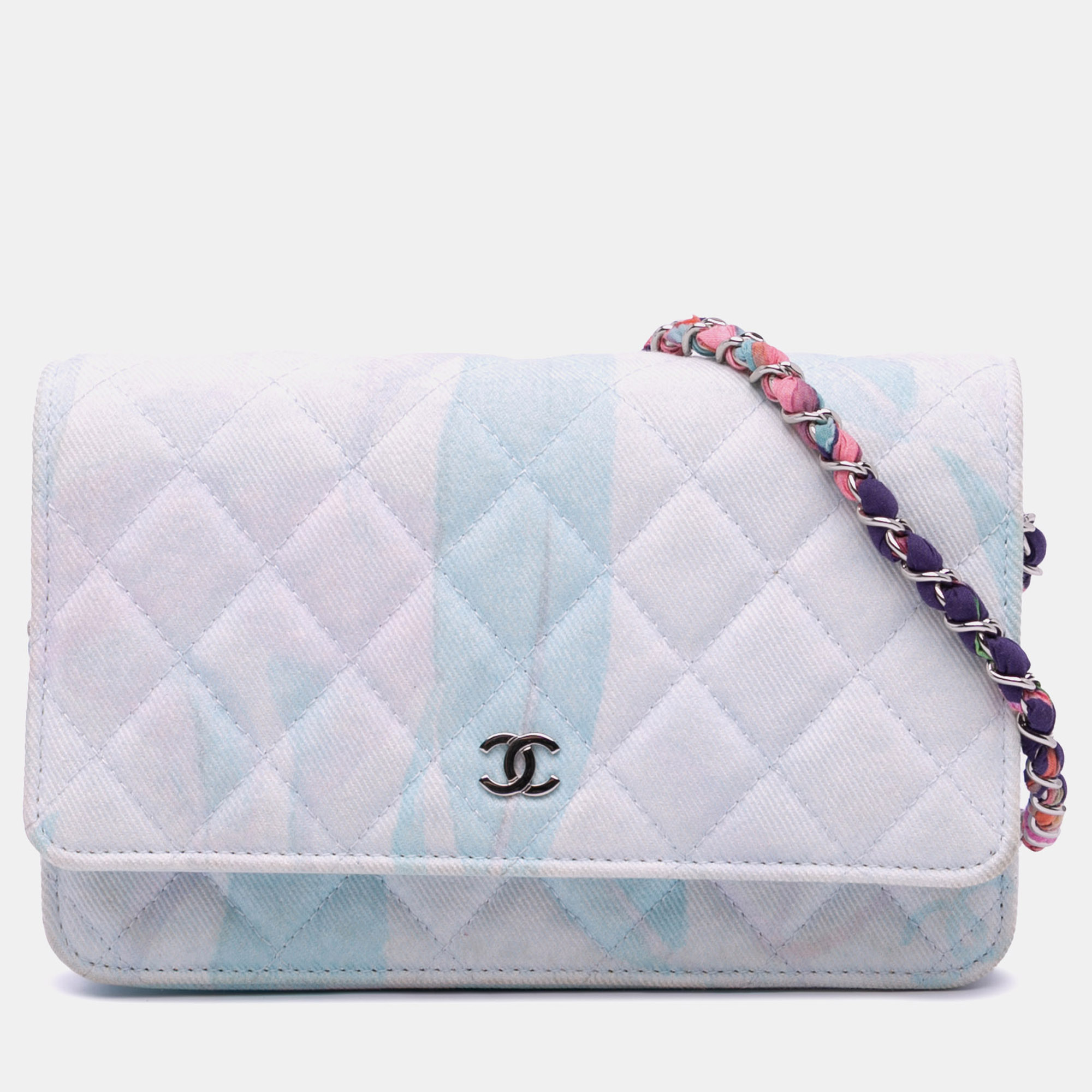 

Chanel White CC Quilted Canvas Jungle Jeans Wallet on Chain