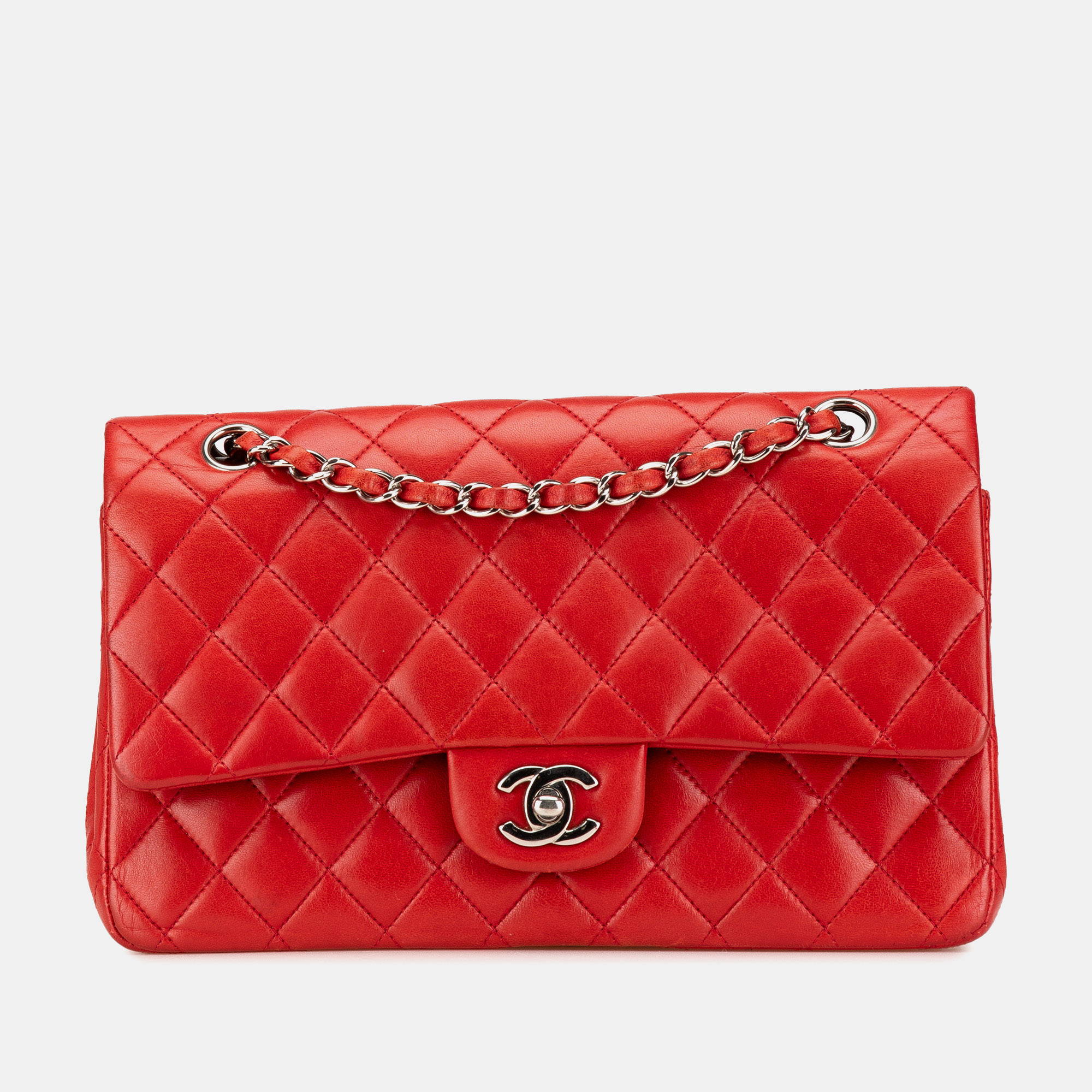 

Chanel Red Medium Classic Lambskin Double Flap