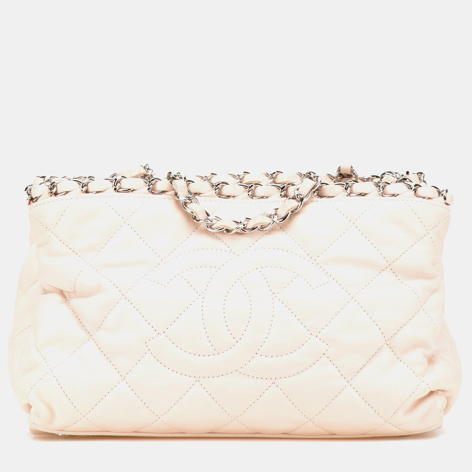 

Chanel Beige Mini Quilted Lambskin Chain Me Tote
