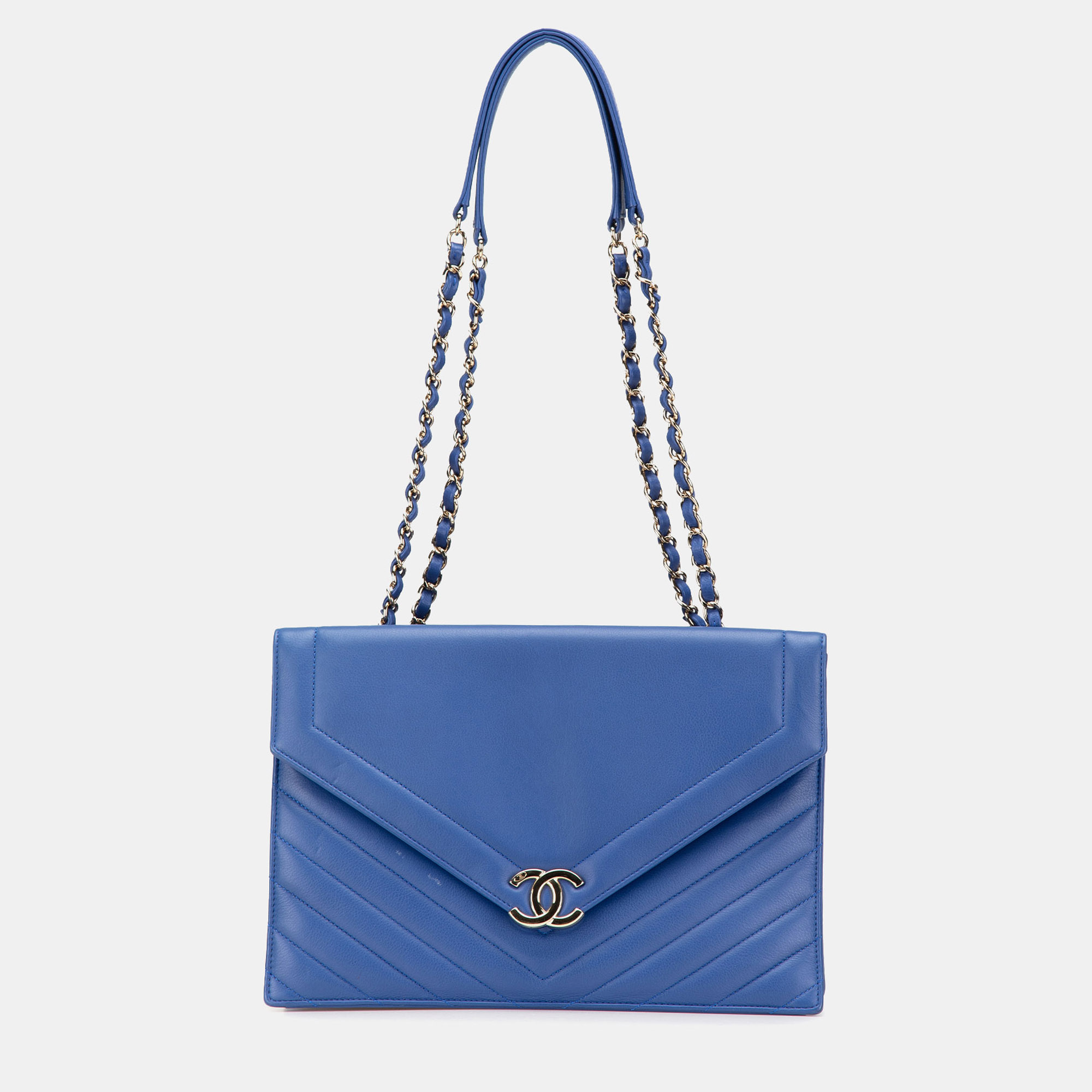 

Chanel Blue Chevron Calfskin Coco Envelope Shoulder Bag