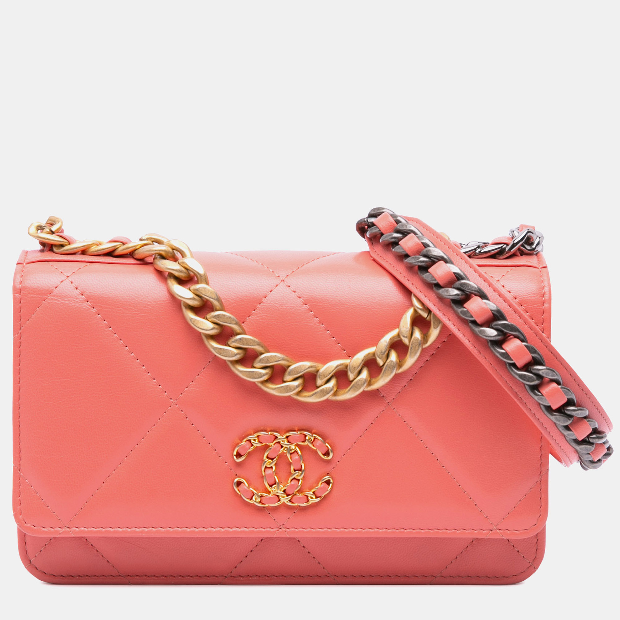 

Chanel Pink Quilted Lambskin 19 Wallet on Chain
