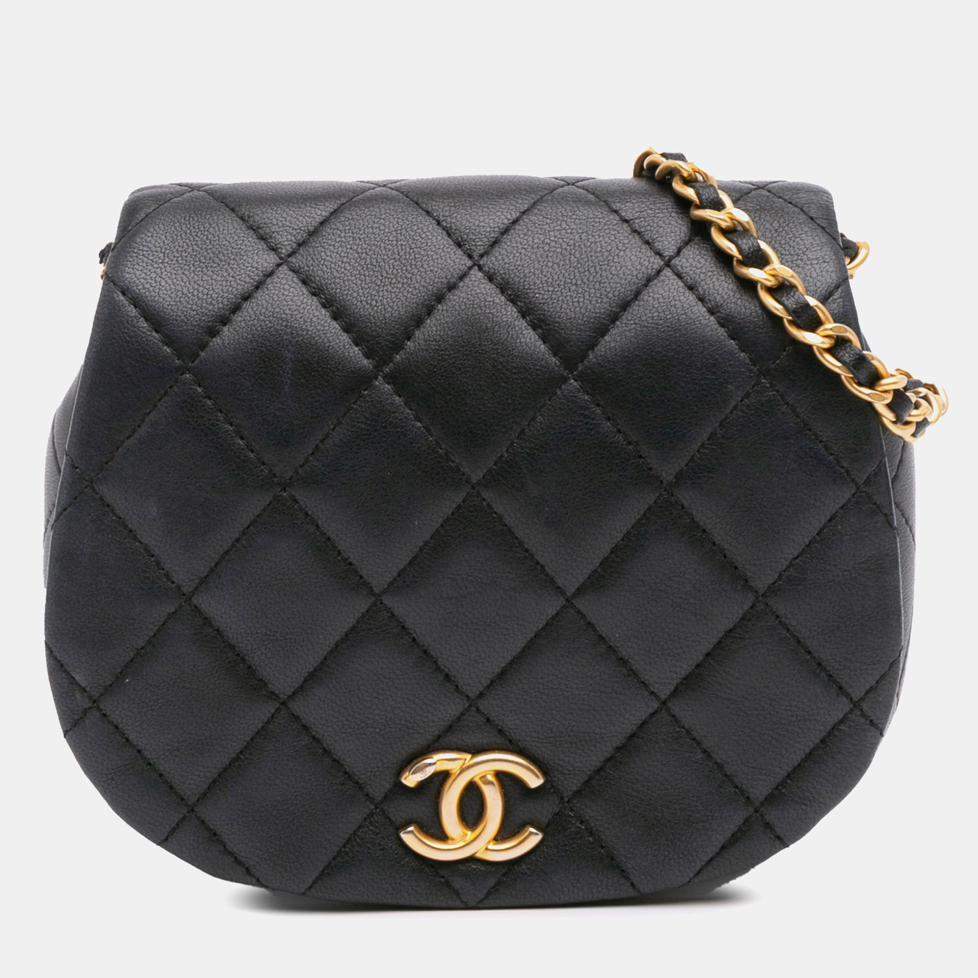 

Chanel Black Mini Quilted Calfskin Coco Mail Clutch with Chain
