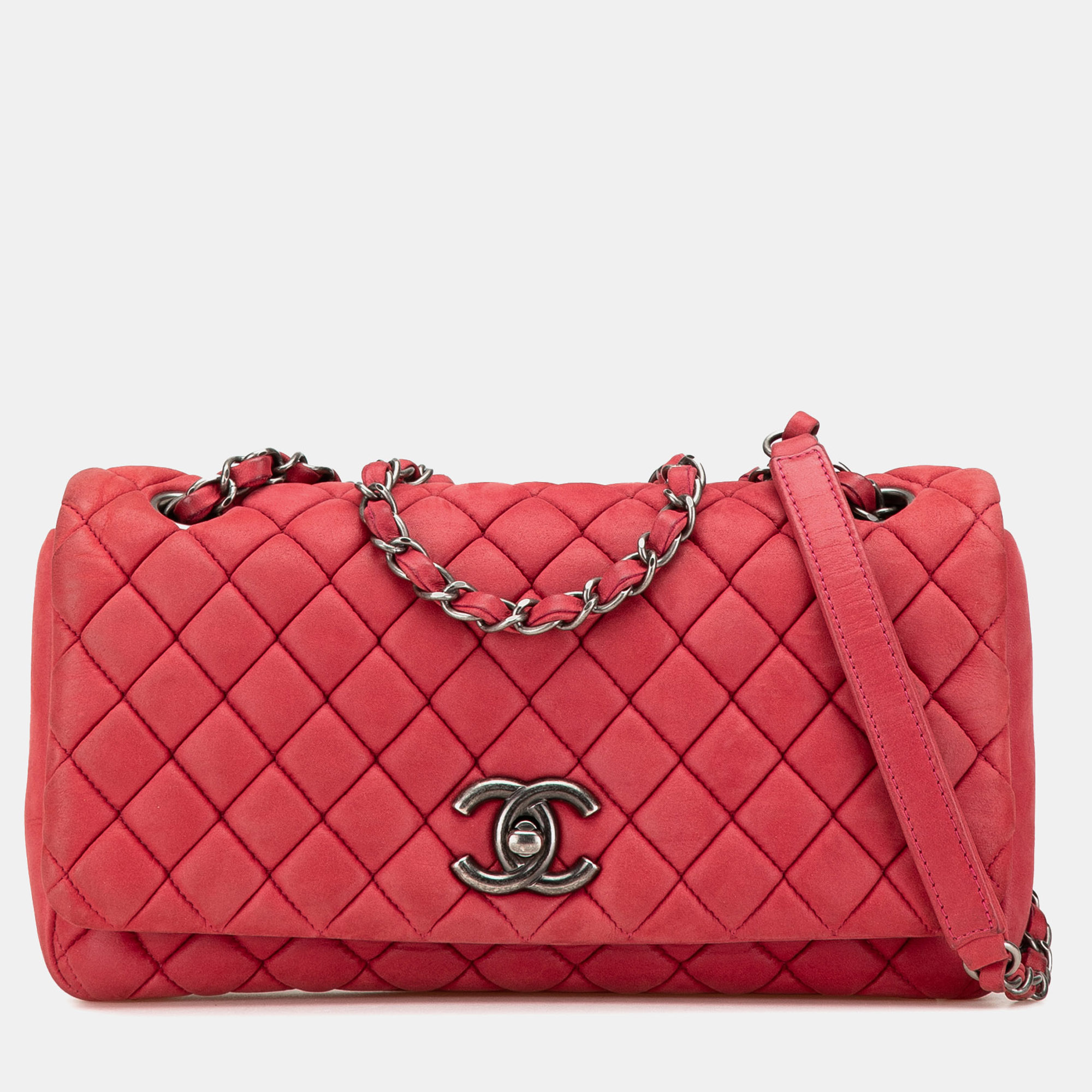 

Chanel Red Small Iridescent Calfskin New Bubble Flap