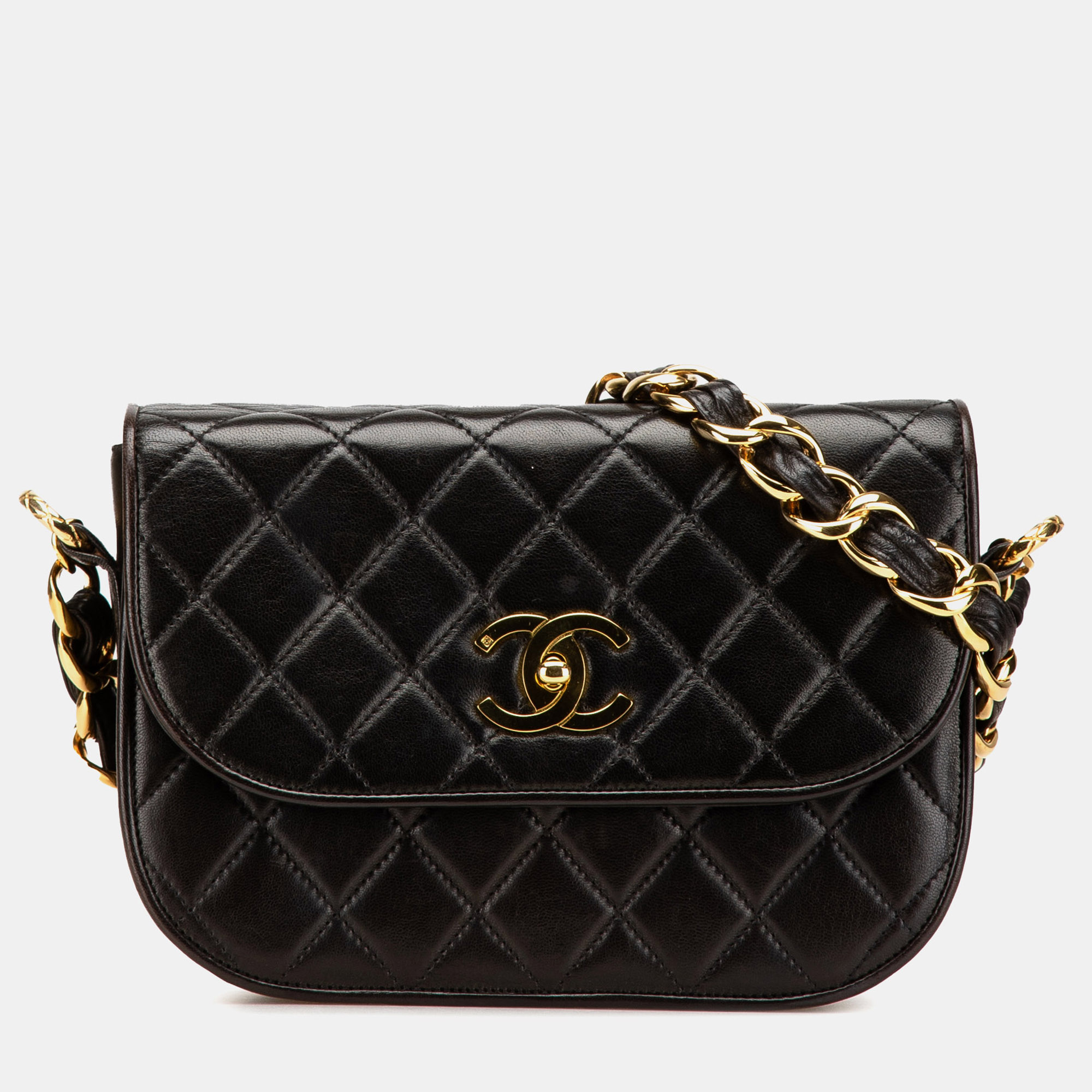 

Chanel Black CC Quilted Lambskin Chain Flap