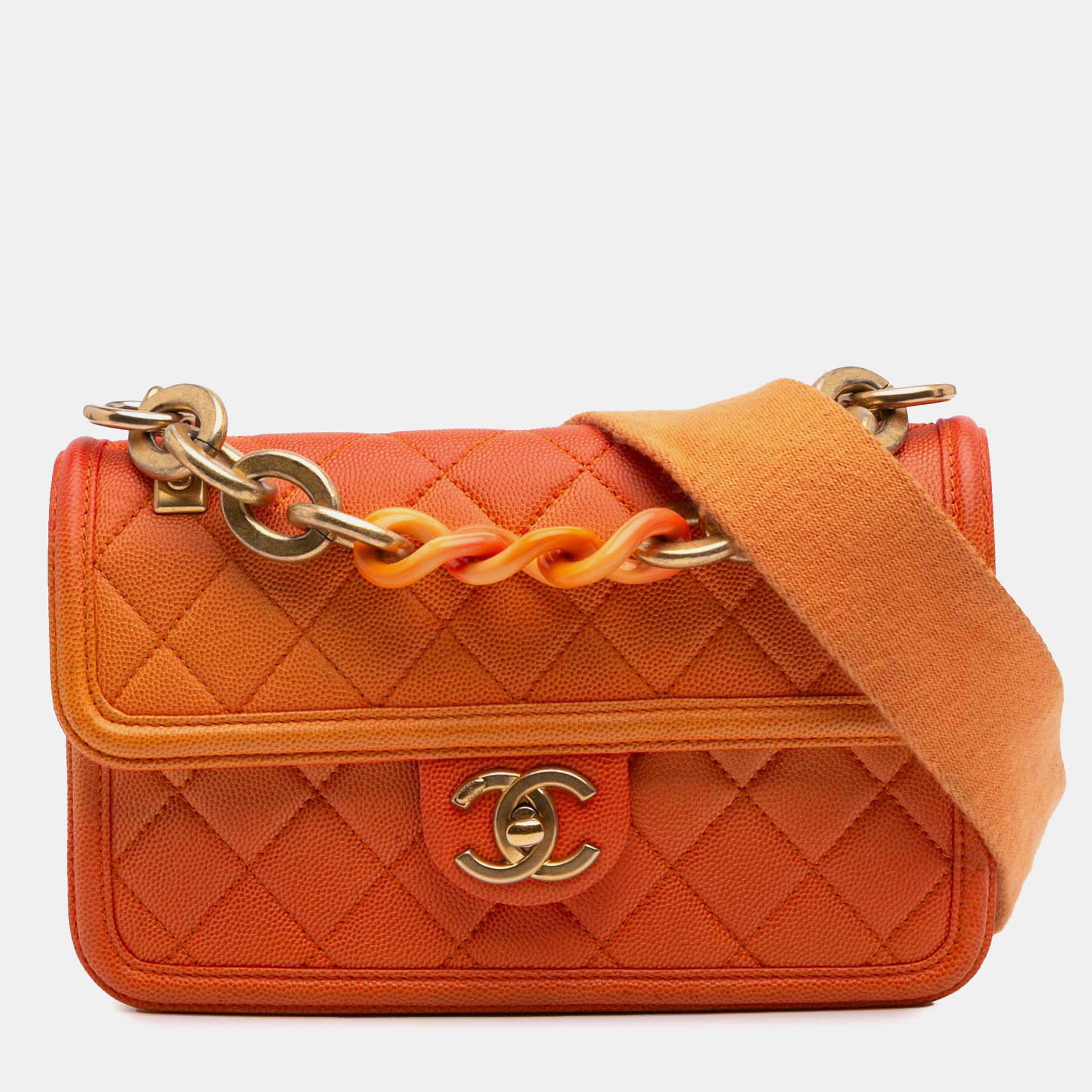 

Chanel Orange Small Quilted Caviar Sunset On The Sea Flap