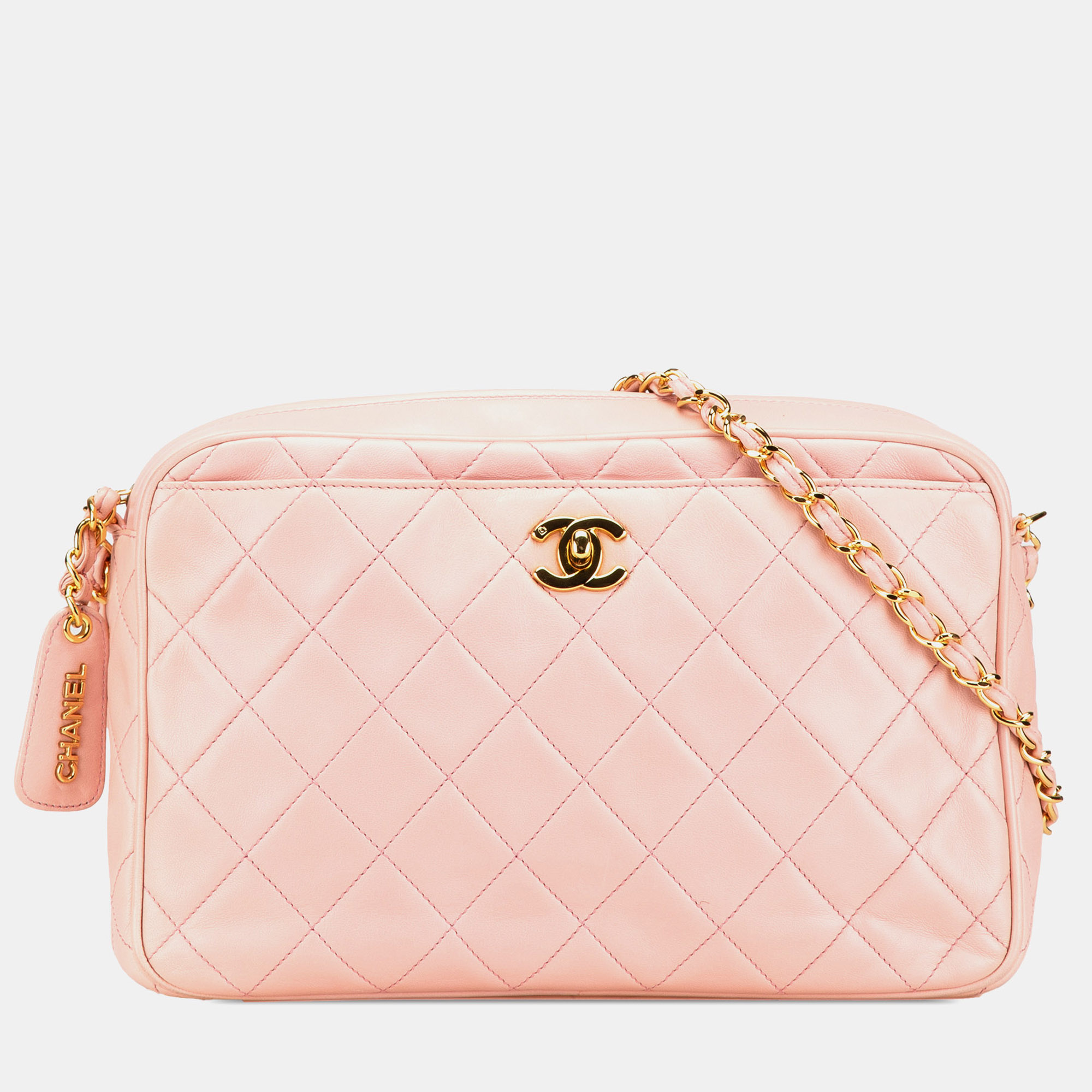 

Chanel Pink CC Quilted Lambskin Camera Crossbody