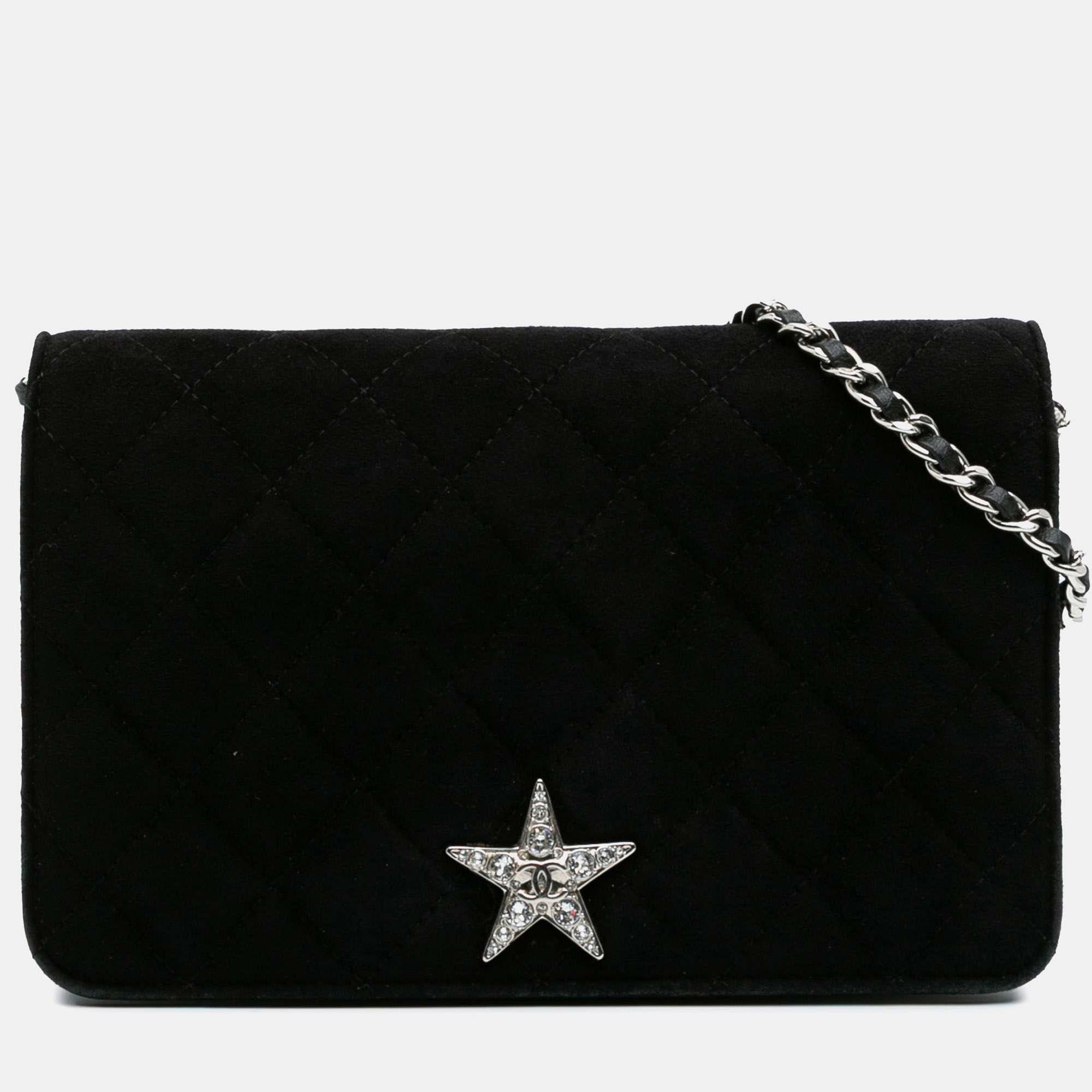 

Chanel Black Quilted Suede Cocostellar Wallet on Chain