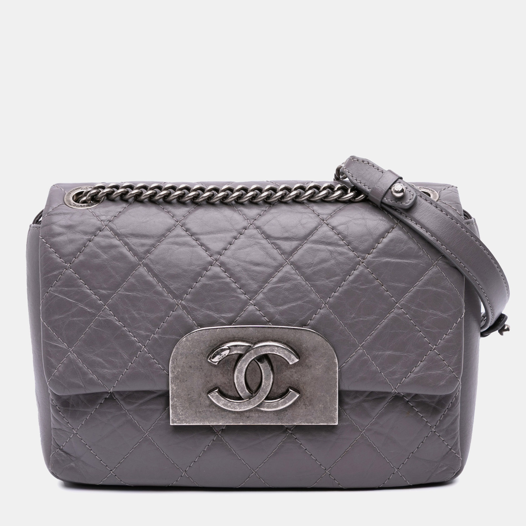 

Chanel Purple Quilted Aged Calfskin CC Square Flap