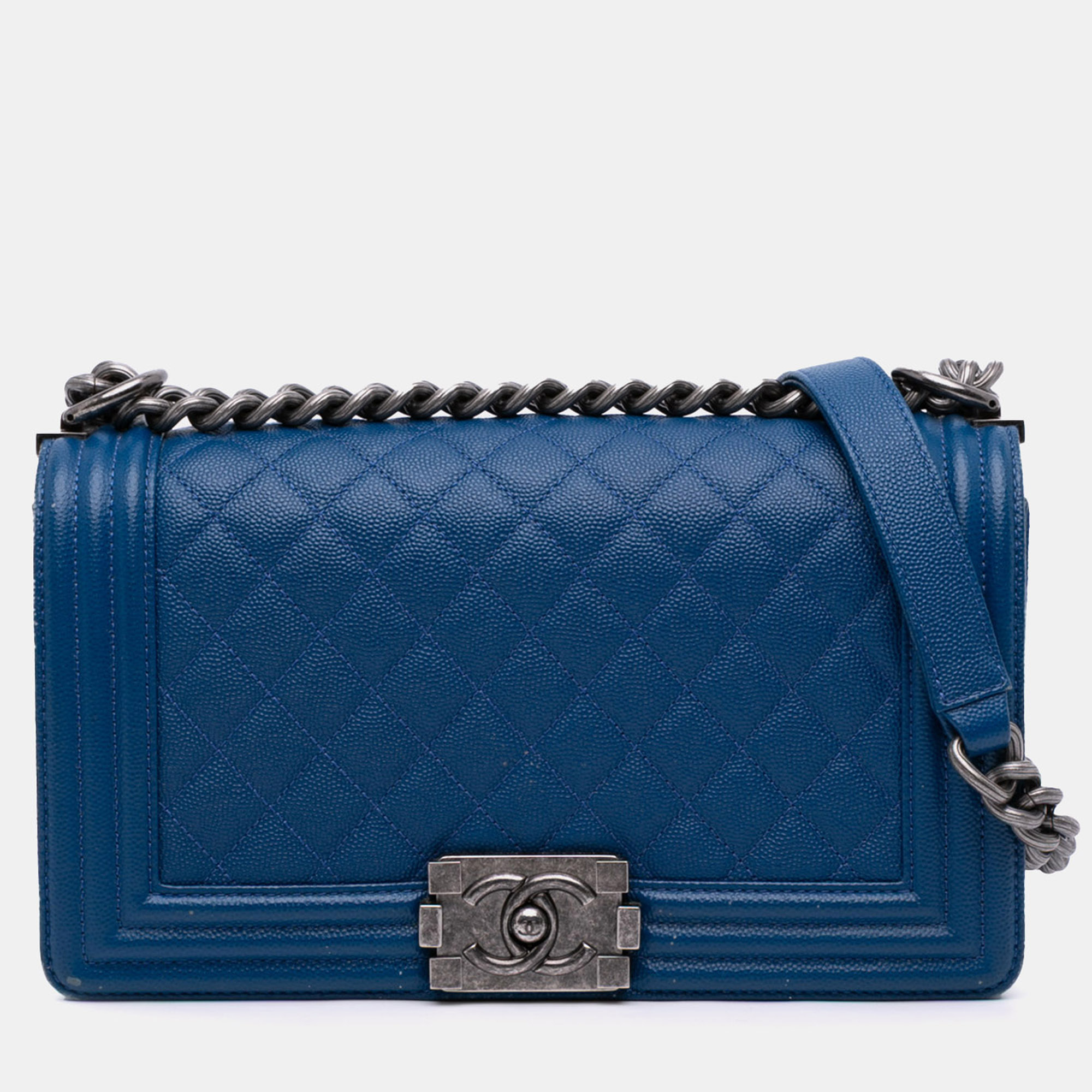 

Chanel Blue Old Medium Quilted Caviar Boy Flap