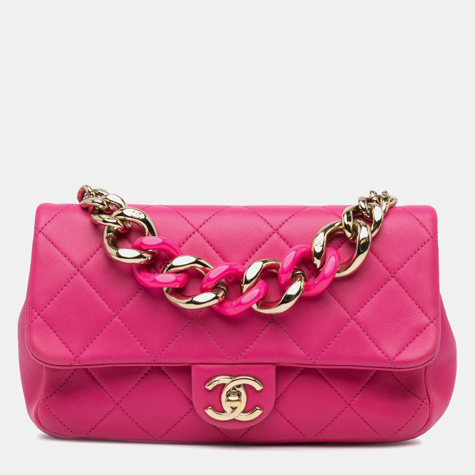 

Chanel Pink Small Lambskin Elegant Chain Single Flap