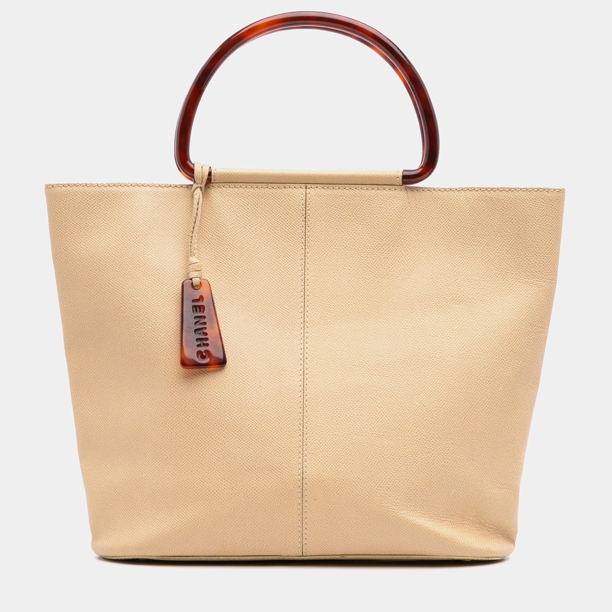 

Chanel Brown Grained Calfskin Tortoise Top Handle Tote