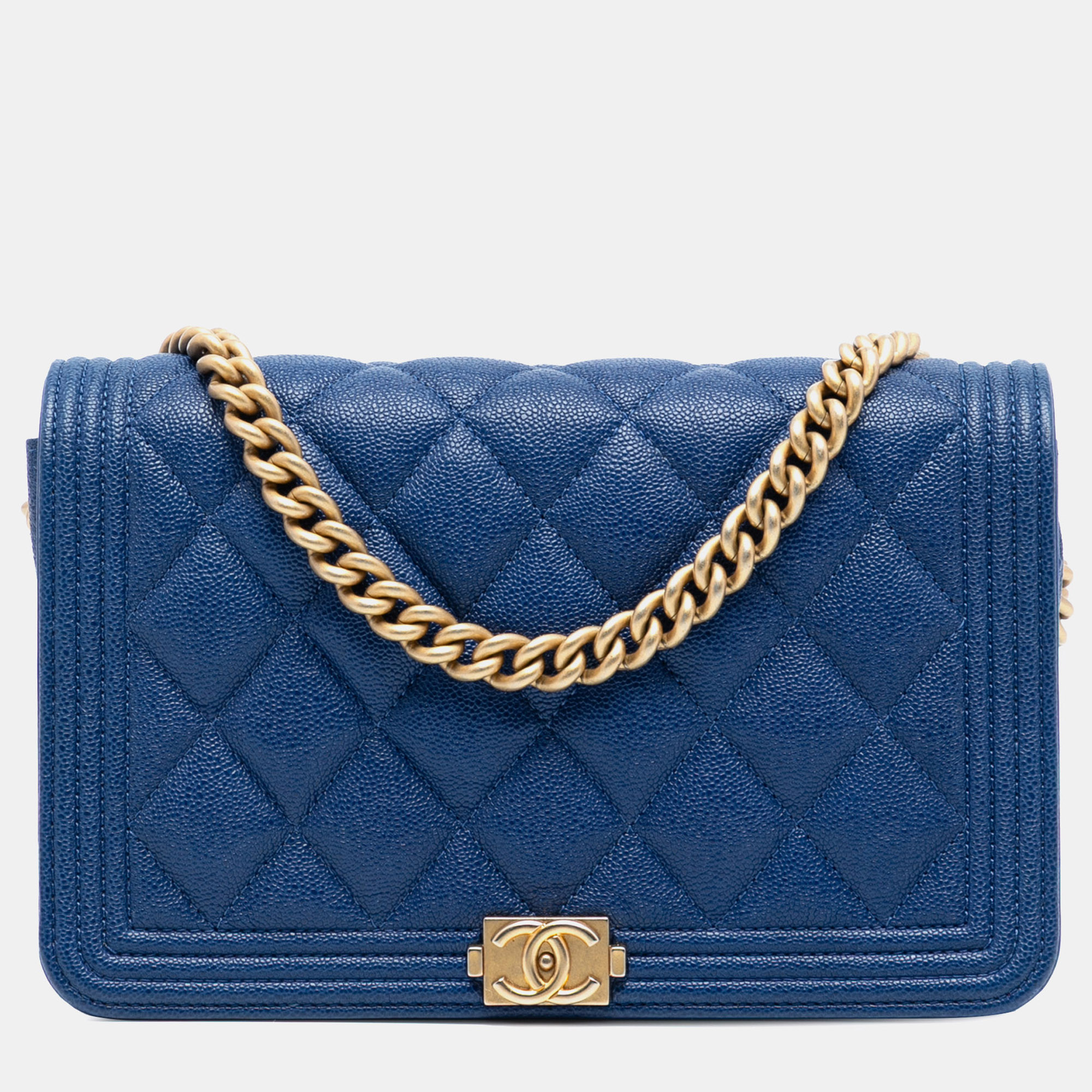 

Chanel Blue Quilted Caviar Boy Wallet on Chain