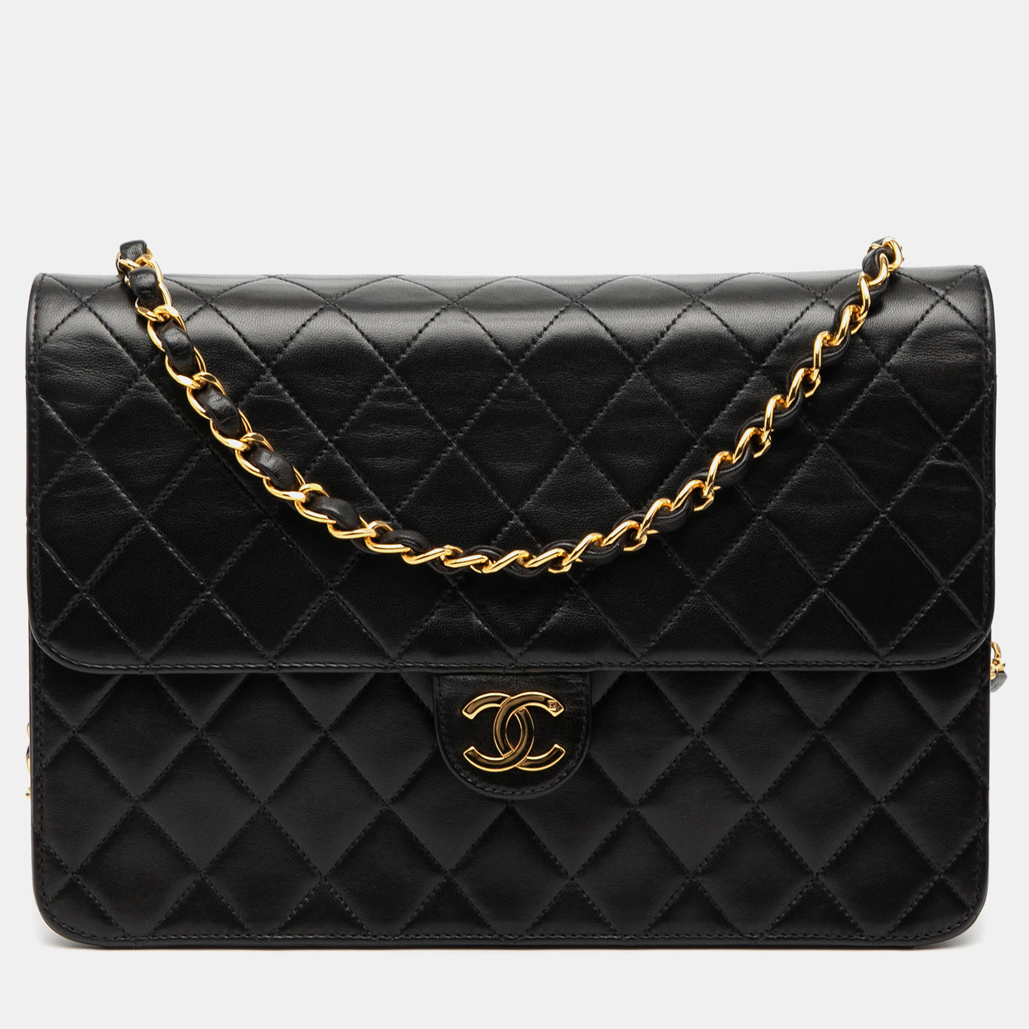 

Chanel Black Medium CC Quilted Lambskin Single Flap