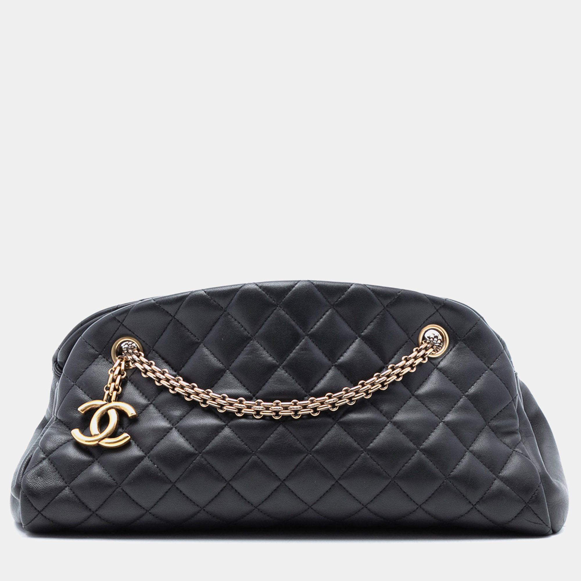 

Chanel Black Medium Aged Calfskin Just Mademoiselle Bowling Bag