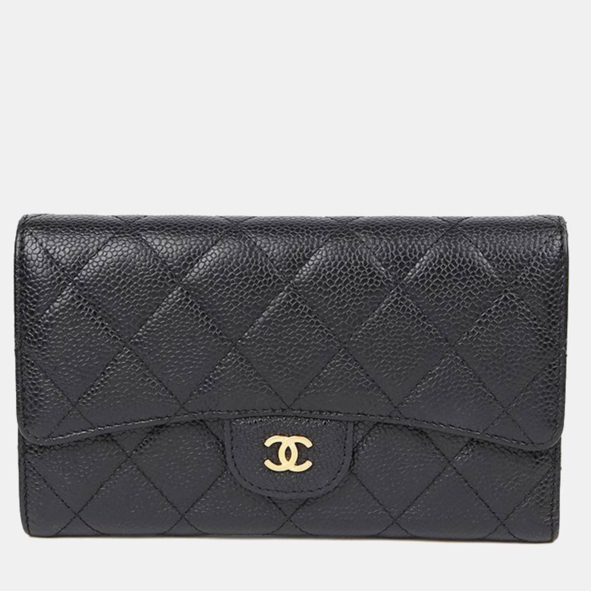

Chanel Caviar Classic Black Leather Long Wallet