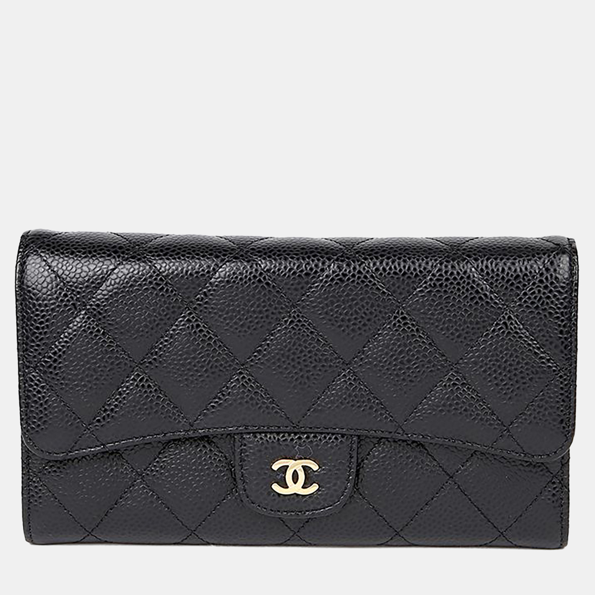 

Chanel Caviar Classic Black Leather Long Wallet