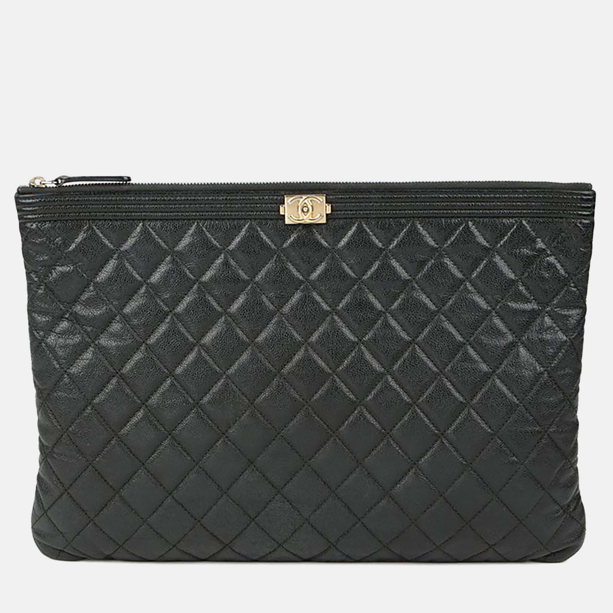 

Chanel Caviar Boy Large Black Leather Clutch