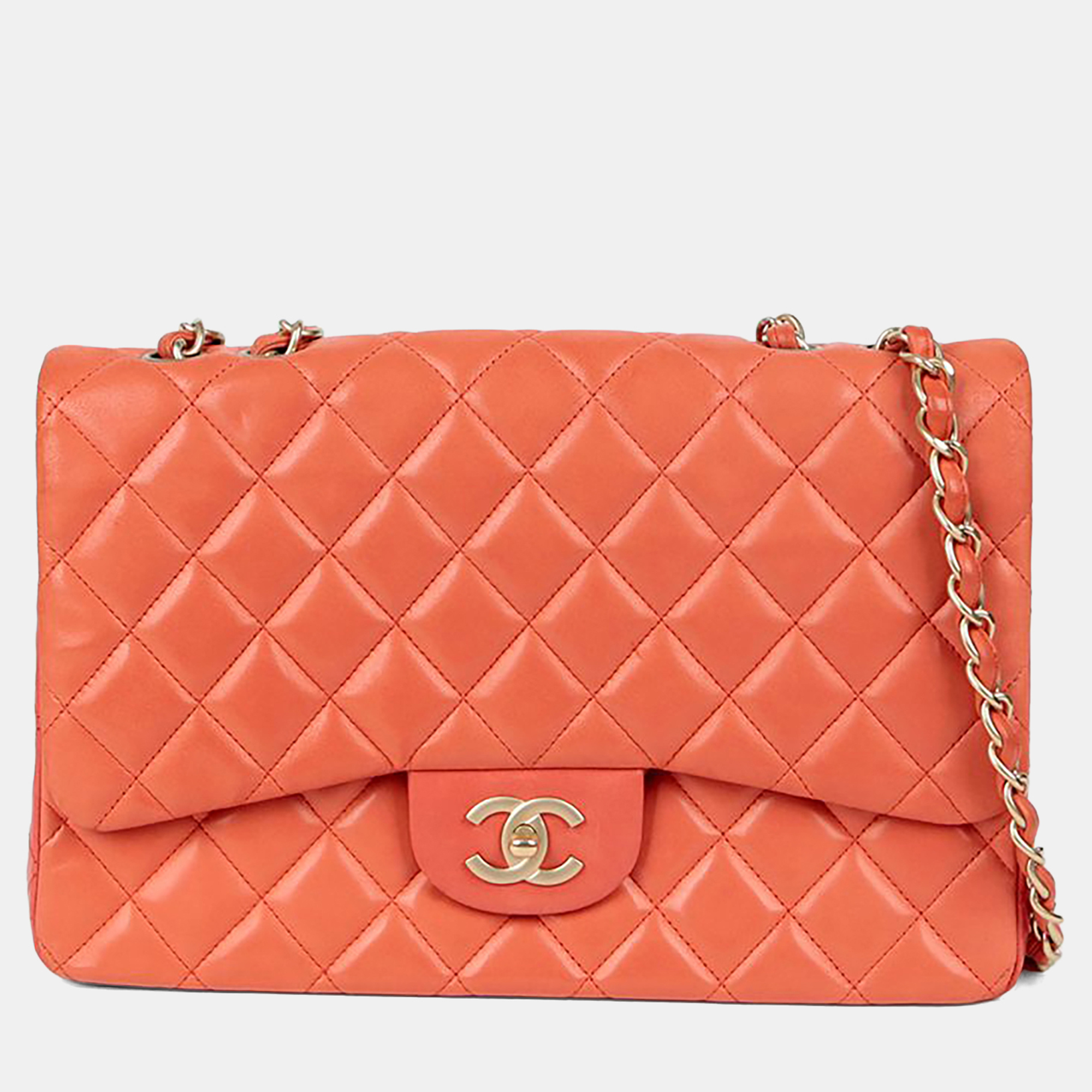 

Chanel Classic Large Orange Leather Shoulder Bag