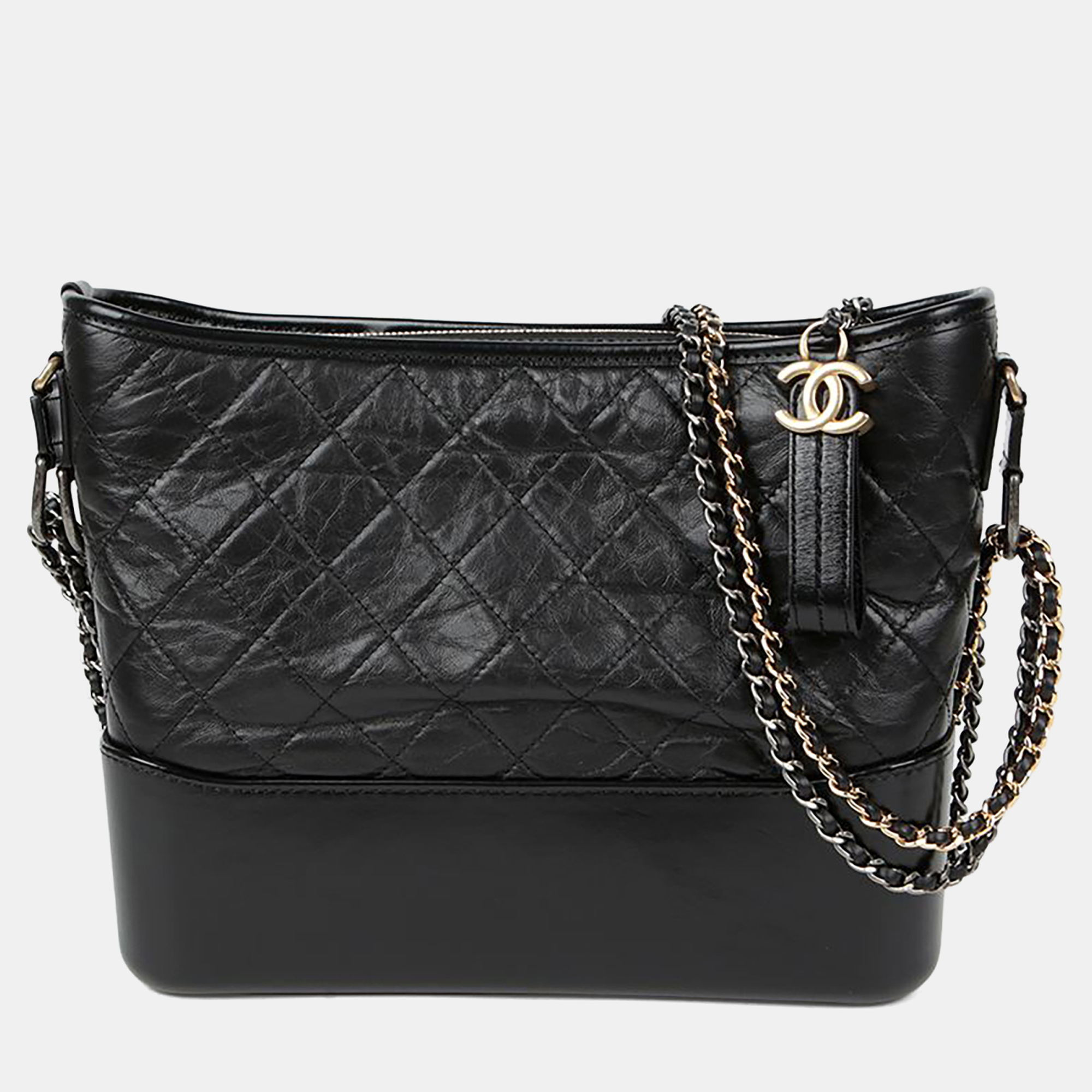 

Chanel Gabrielle Large Black Aged Calfskin Leather Hobo Bag