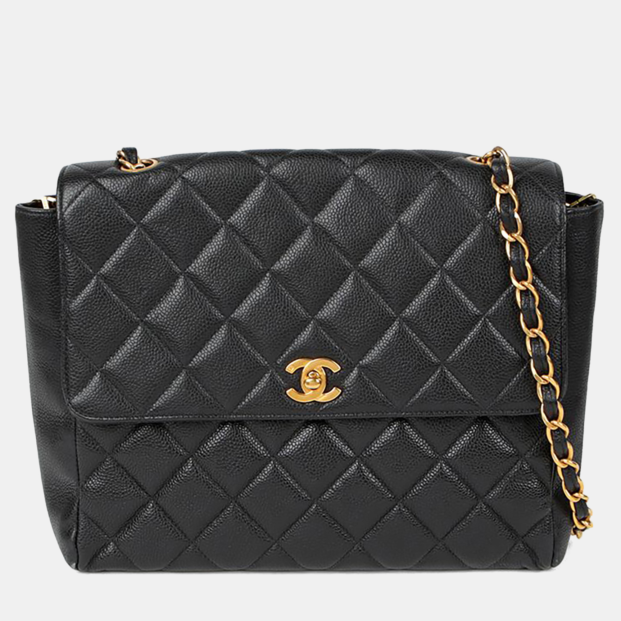 

Chanel Flap Black Caviar Leather Crossbody Bag