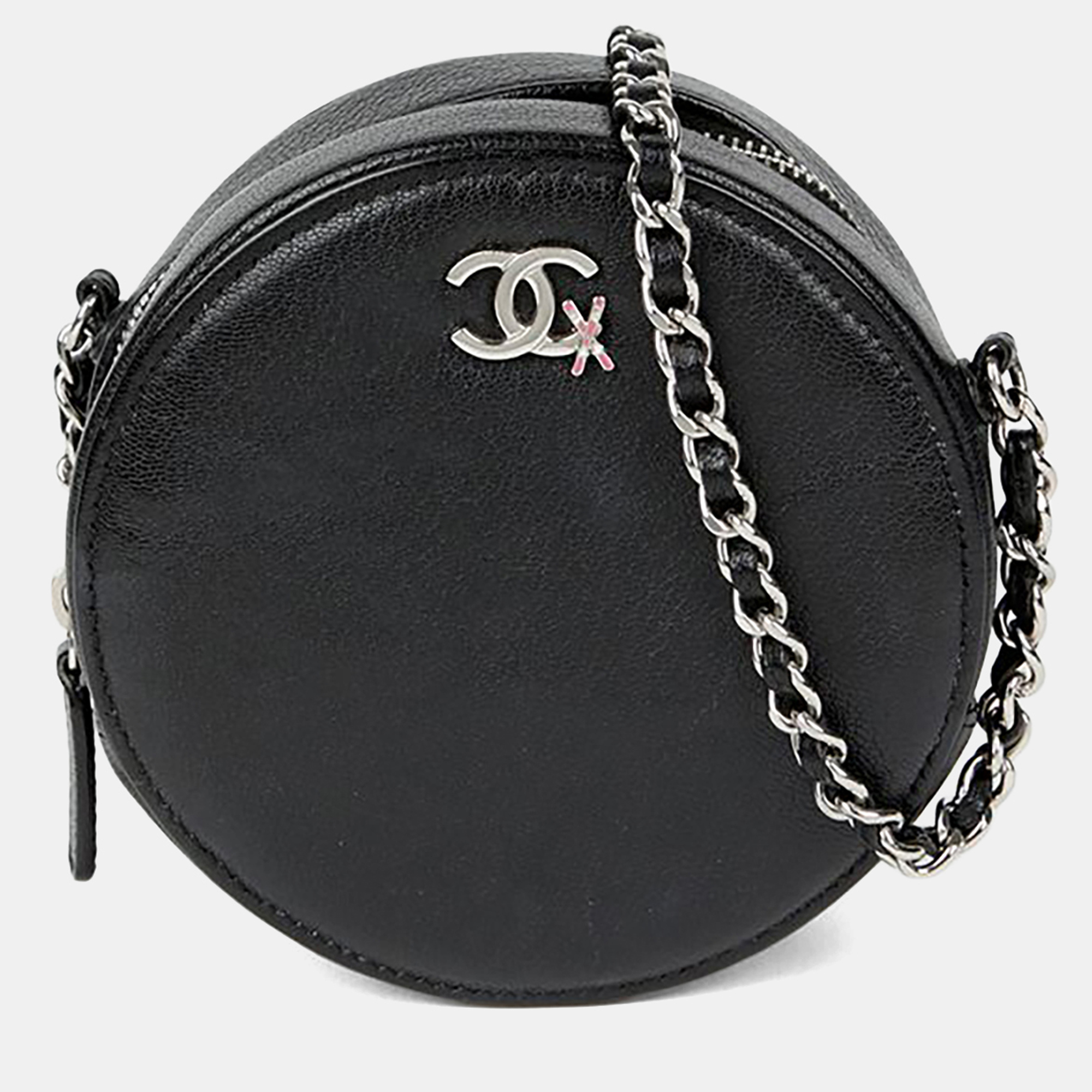 

Chanel Round Black Leather Crossbody Bag