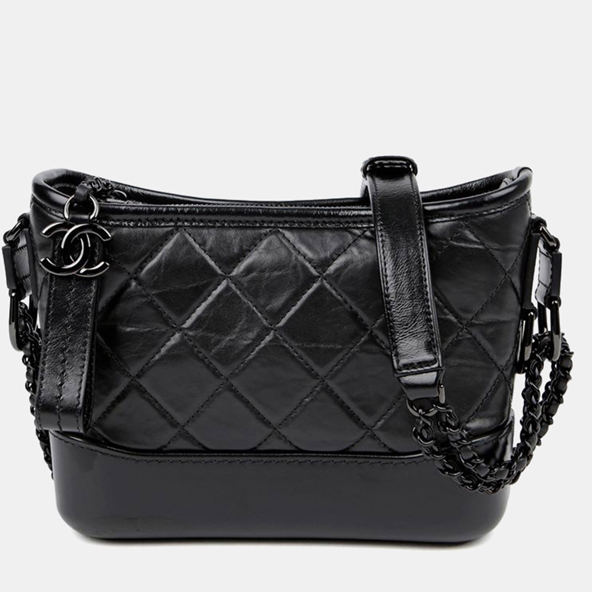 

Chanel Gabrielle Small Black Aged Calfskin Leather Hobo Bag