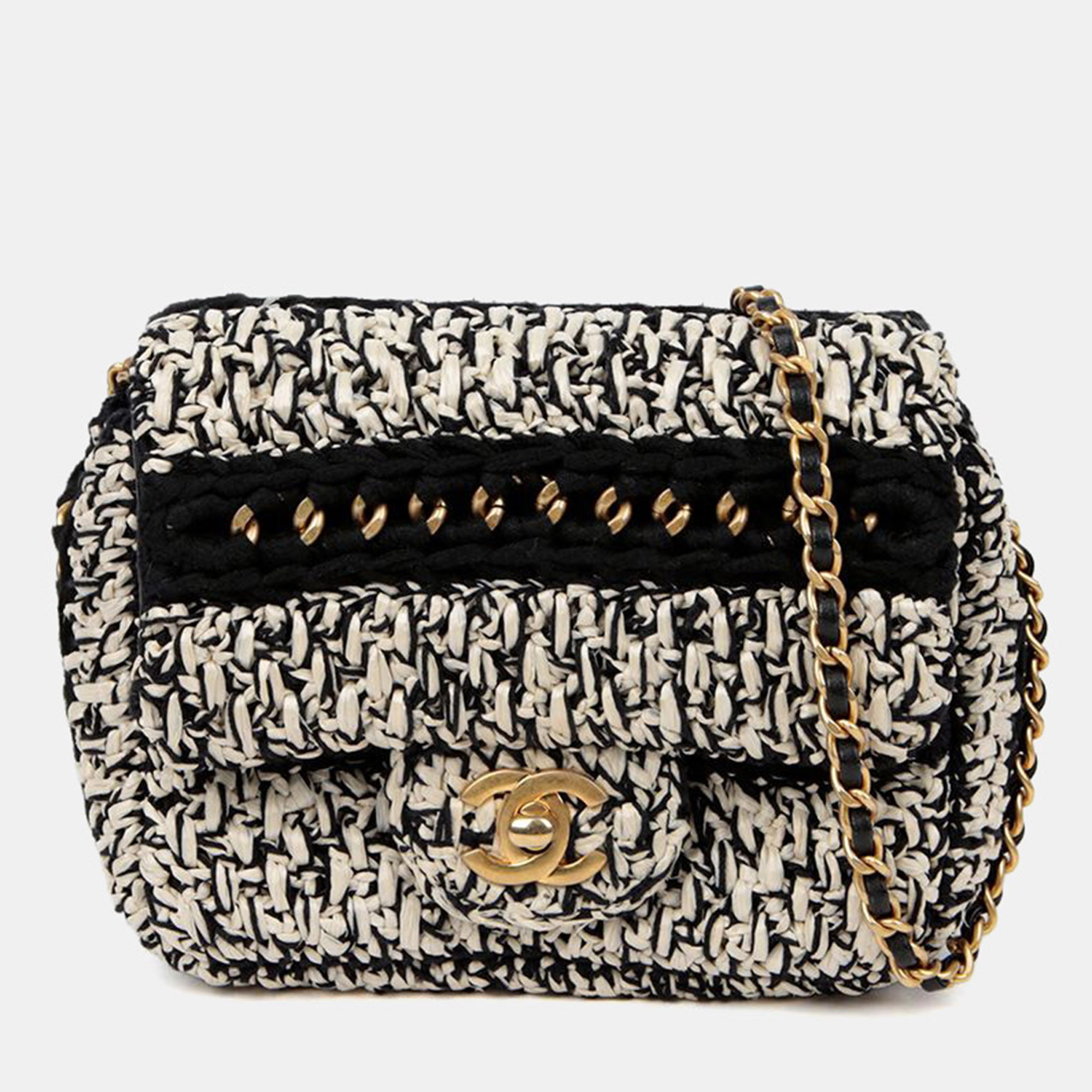 

Chanel Braided With Love Flap Black Raffia Crossbody Bag