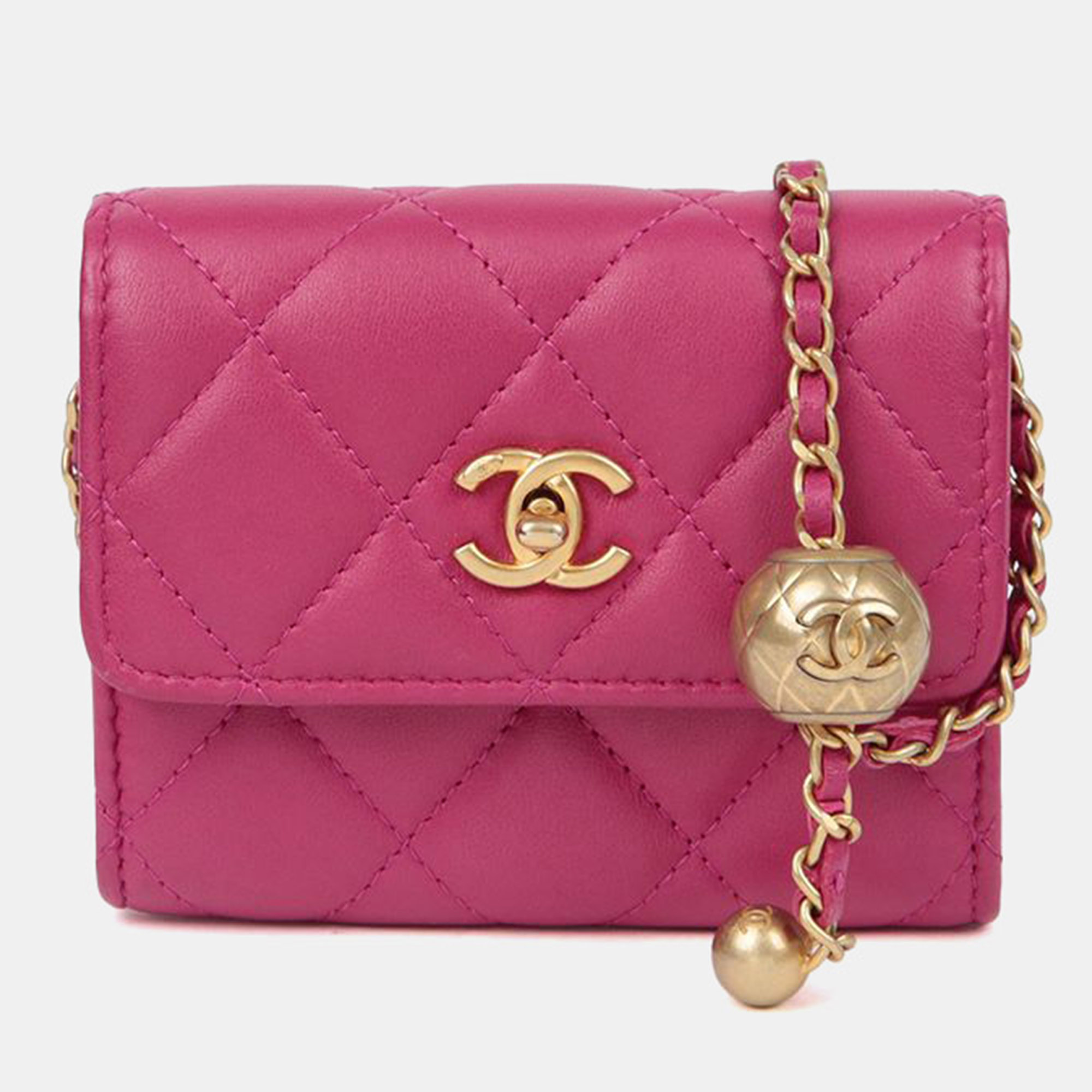 

Chanel Golden Ball Chain Pink Lambskin Leather Shoulder Bag