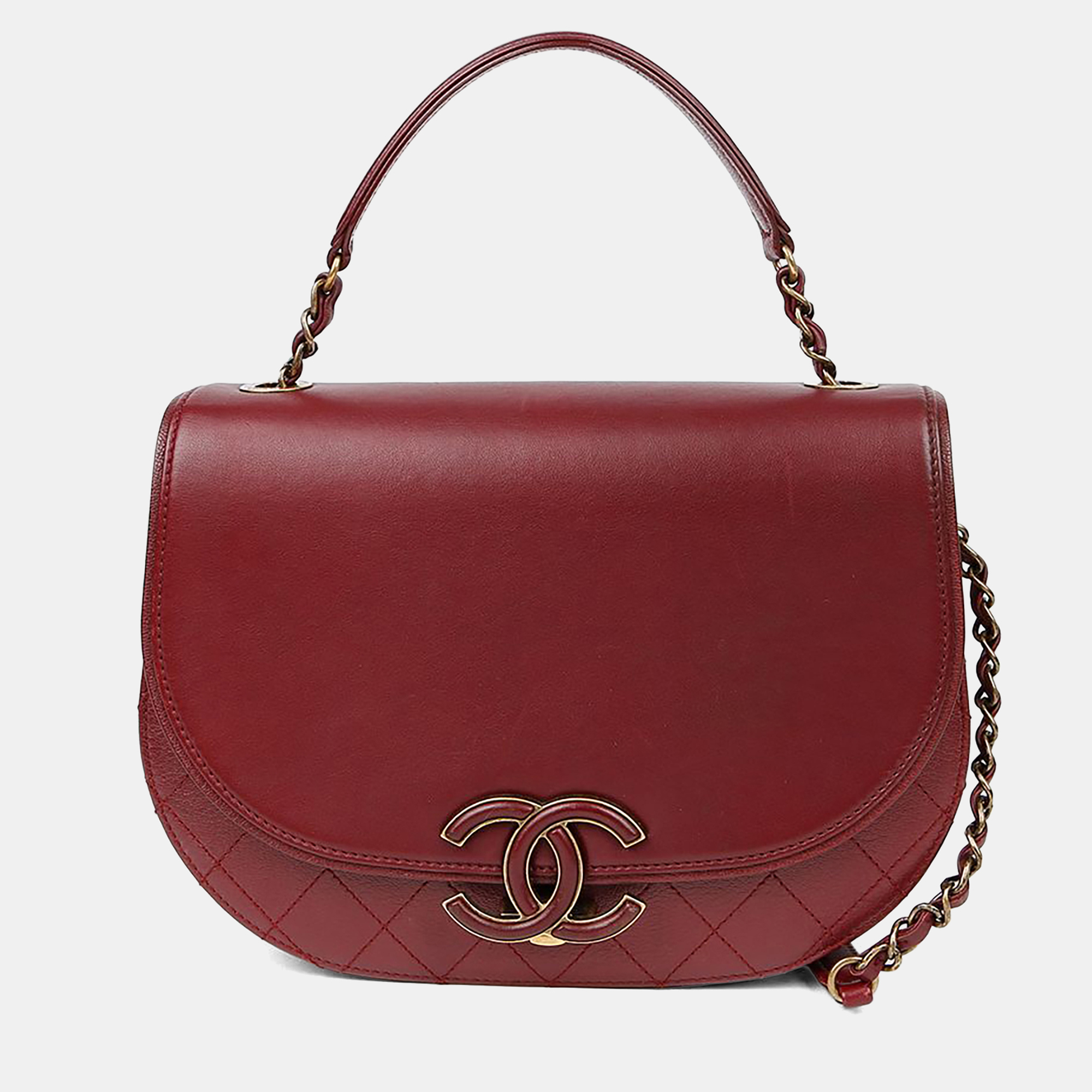 

Chanel Coco Curve Red Leather Top Handle Crossbody Bag