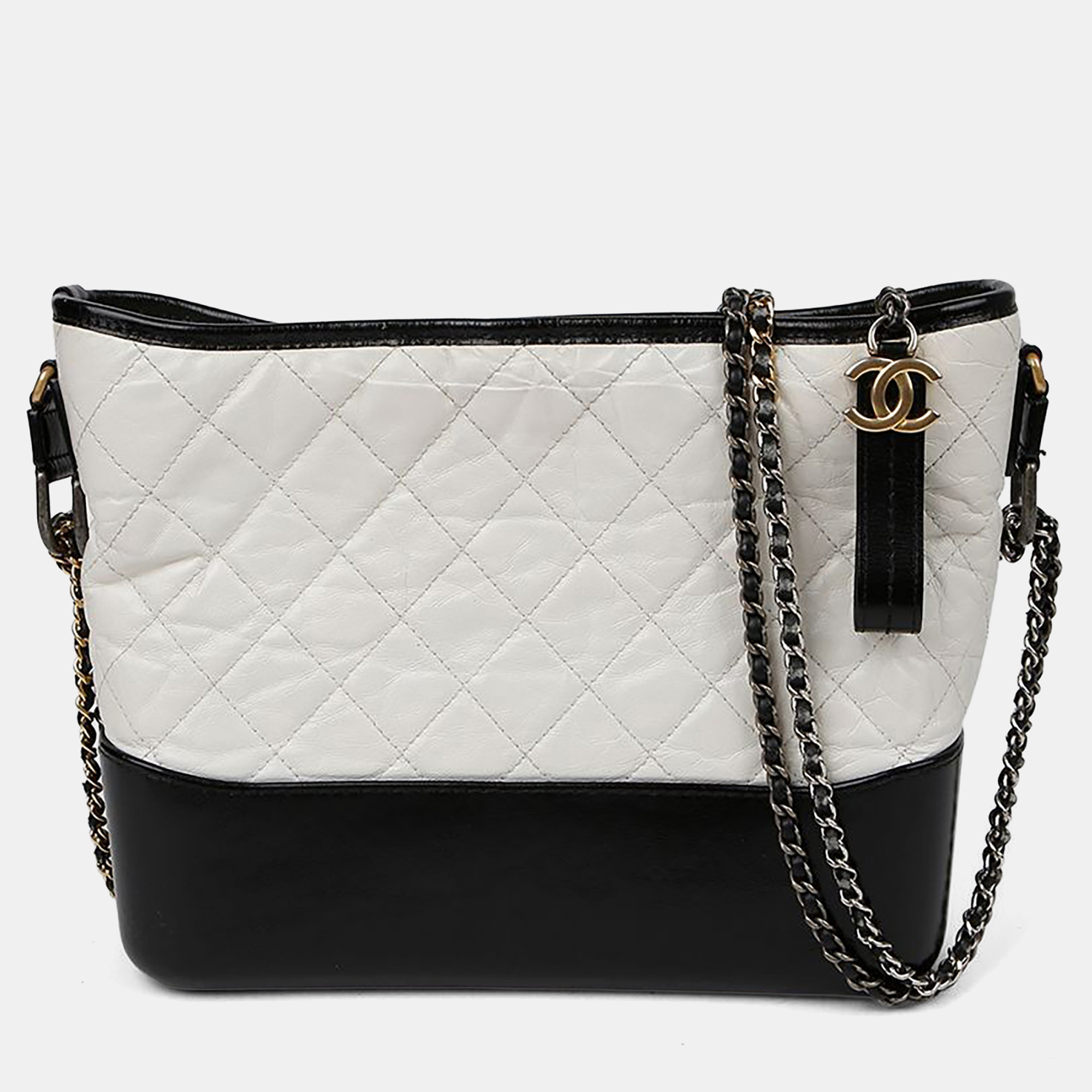 

Chanel Gabrielle Large White/Black Leather Hobo Bag