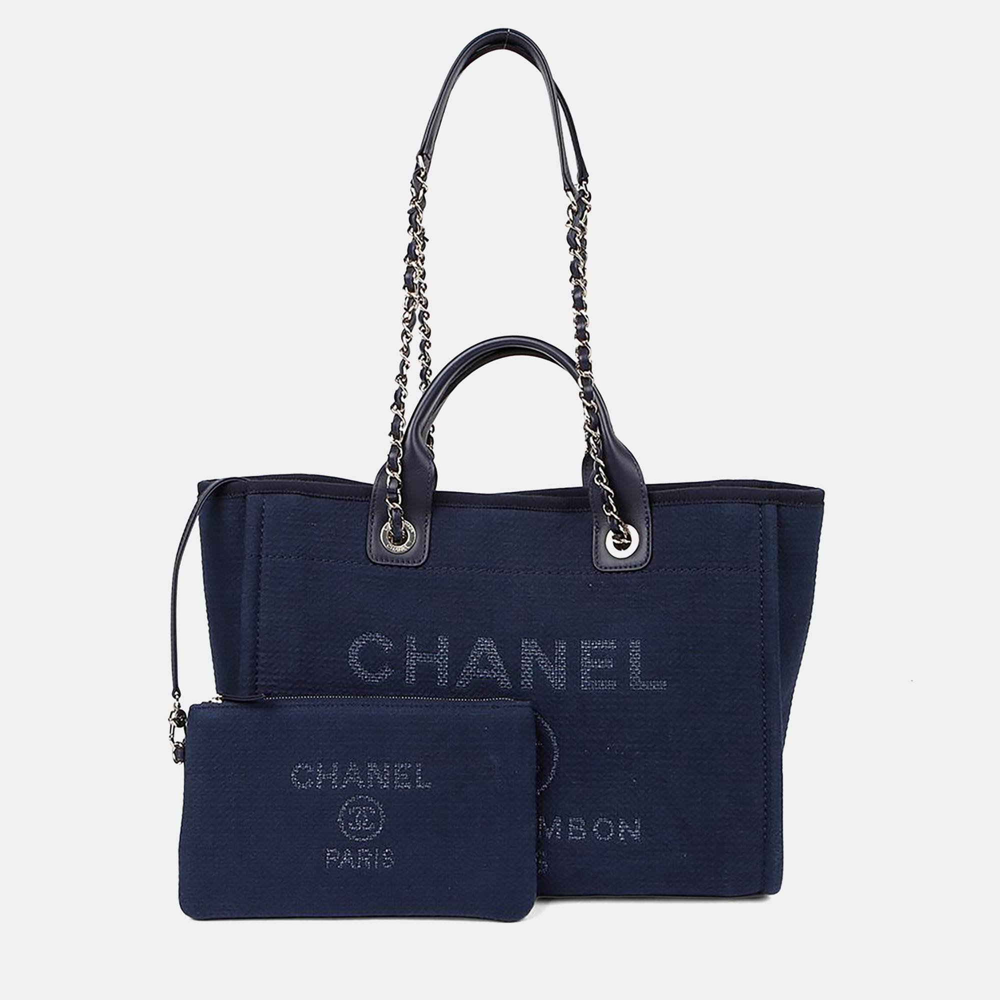 

Chanel Deauville Medium Blue Canvas Tote Bag