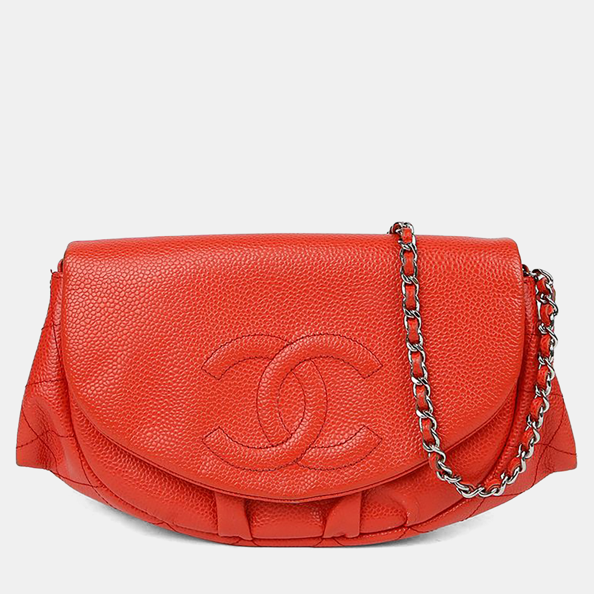 

Chanel Half Moon Orange Leather Chain Shoulder Bag