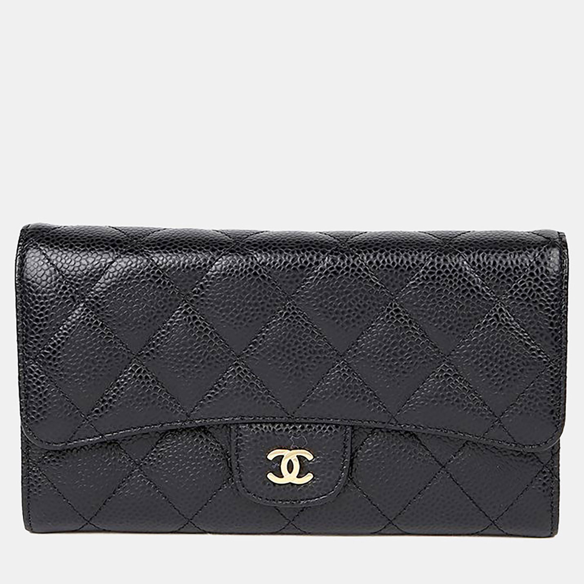 

Chanel Classic Black Caviar Leather Long Wallet