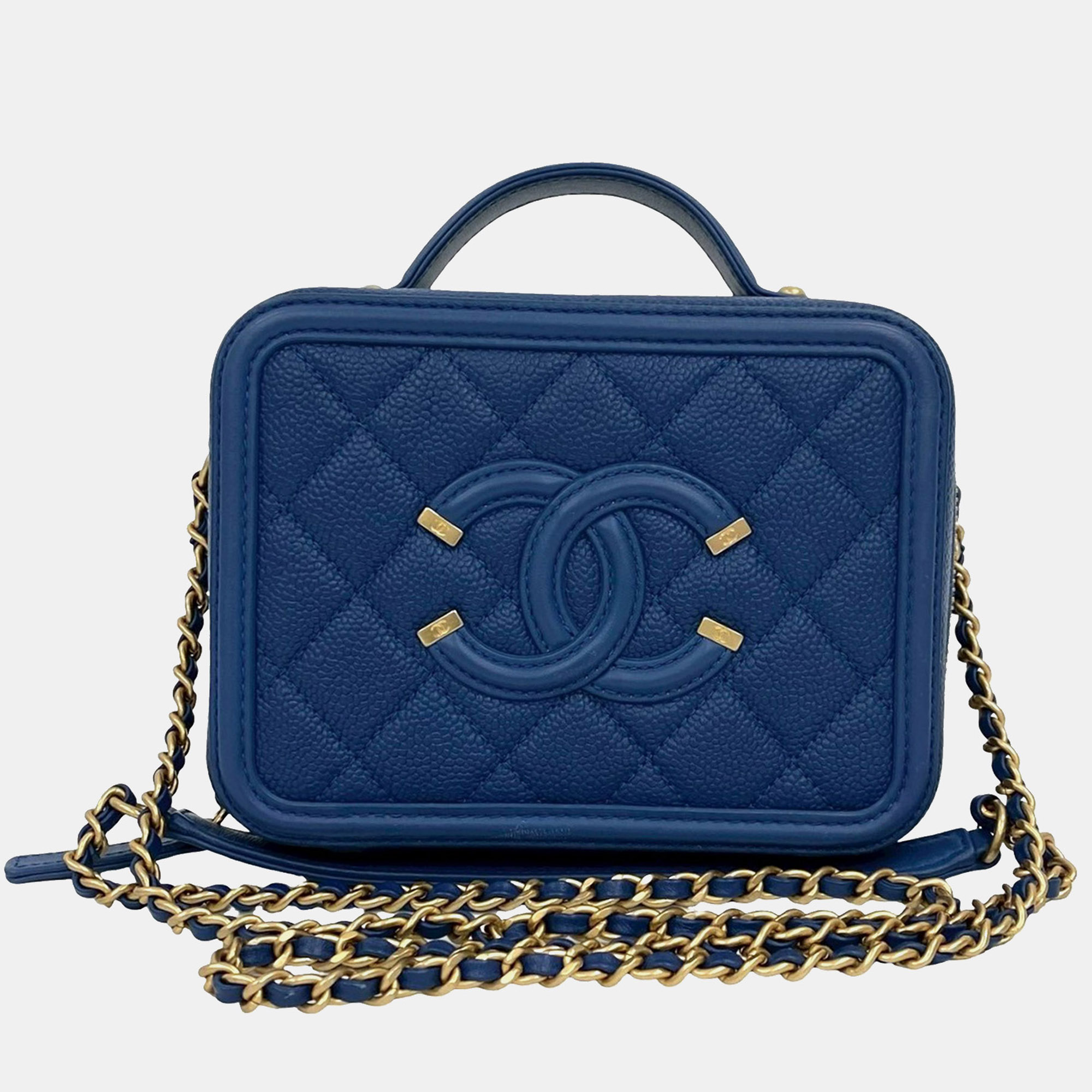 

Chanel Blue Small Caviar CC Filigree Vanity Case