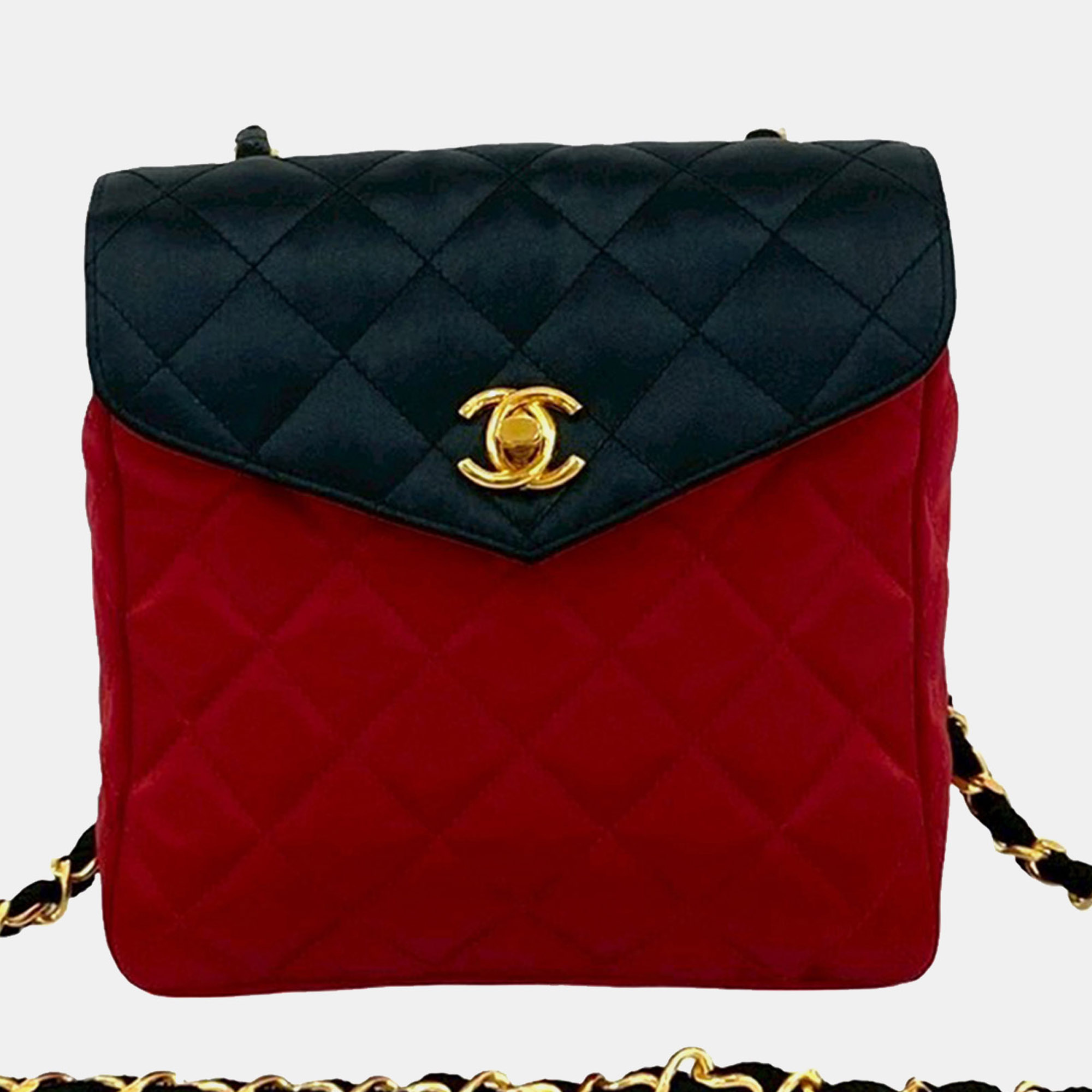 

Chanel Black Red CC Bicolor Quilted Satin Crossbody