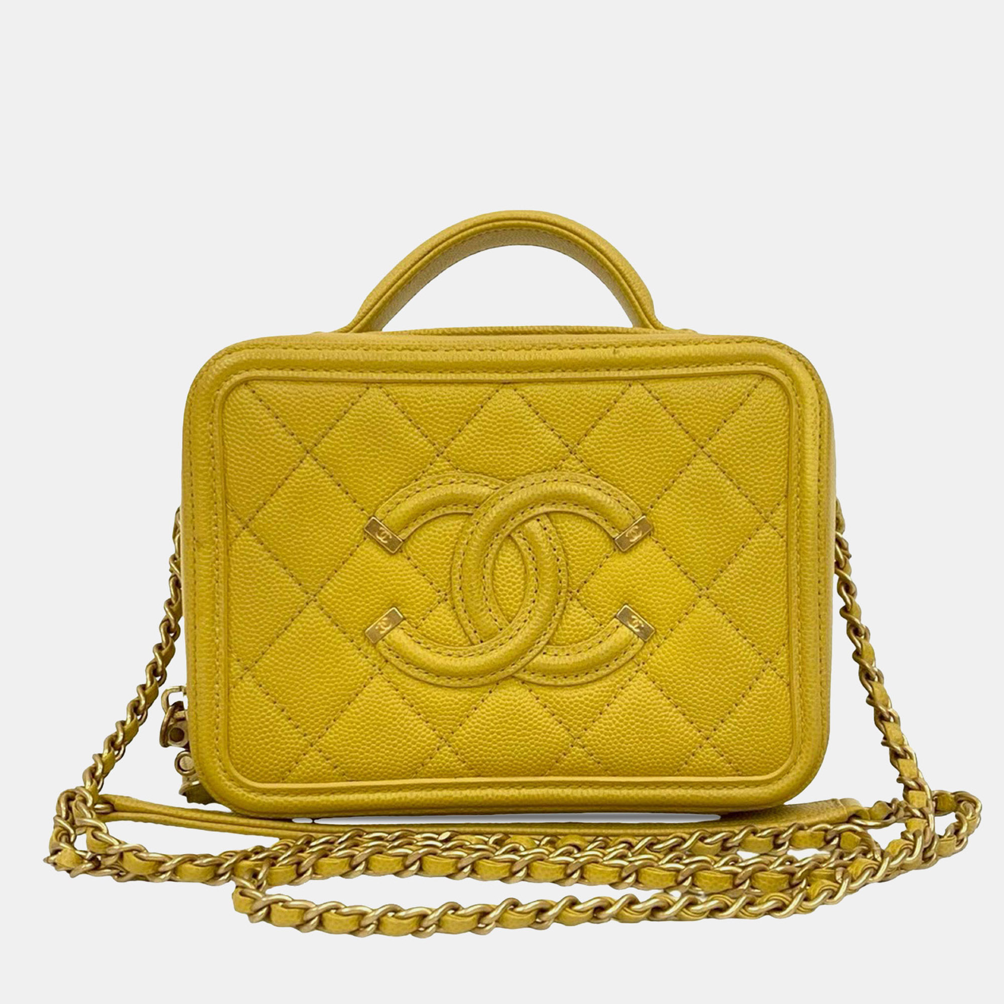 

Chanel Yellow Small Caviar CC Filigree Vanity Bag