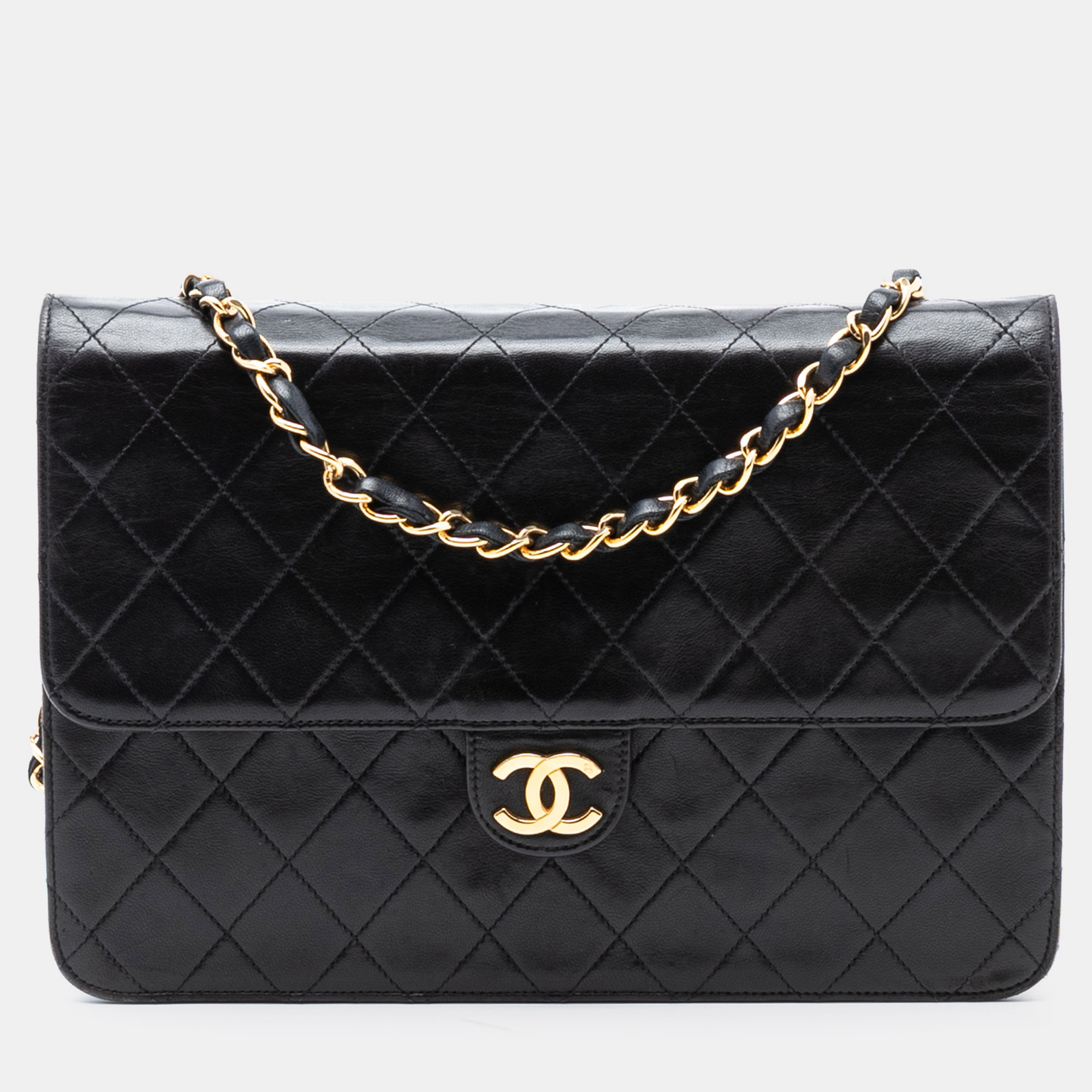 

Chanel Black Medium CC Quilted Lambskin Single Flap