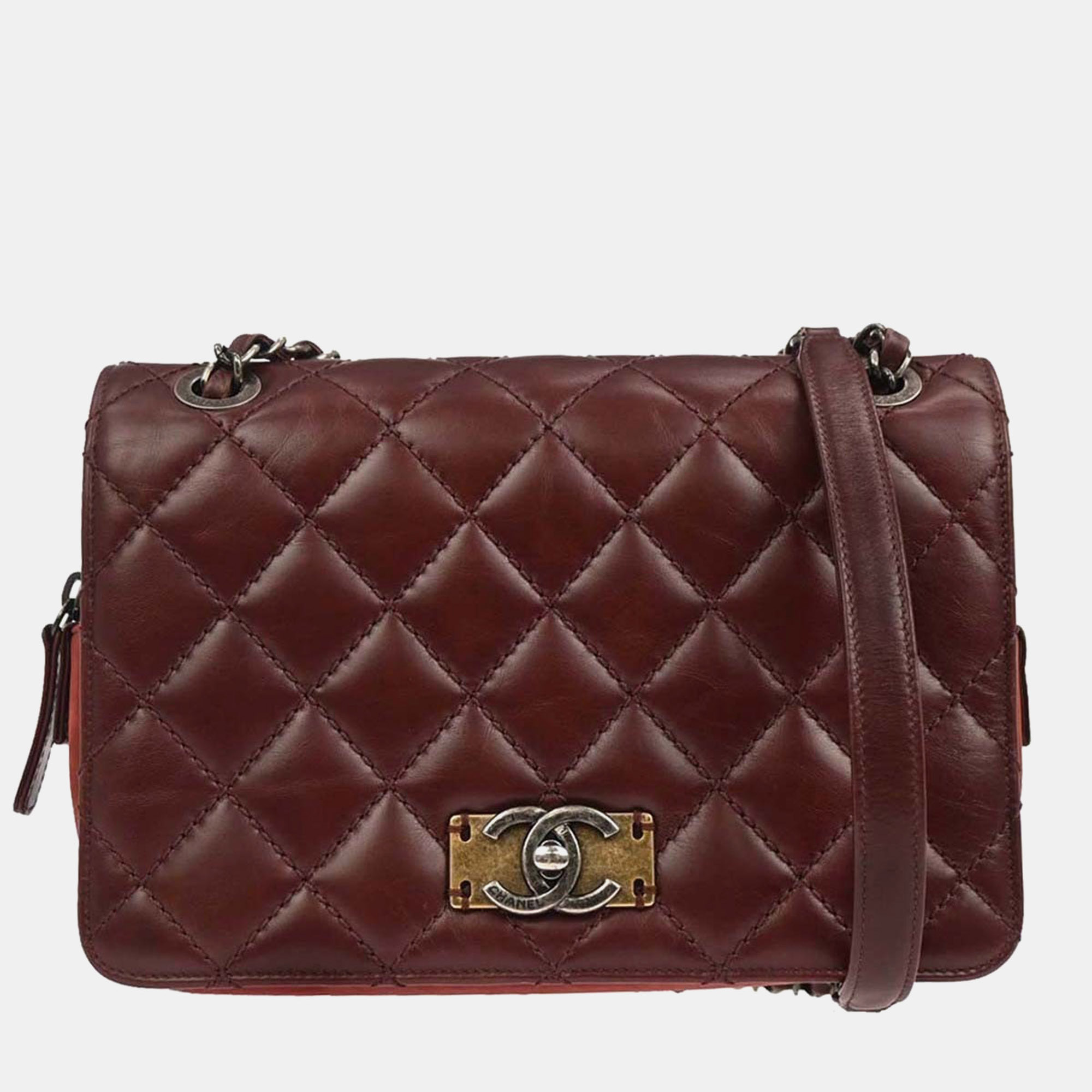 

Chanel Bordeaux Calfskin Day Trip Flap Shoulder Bag, Red