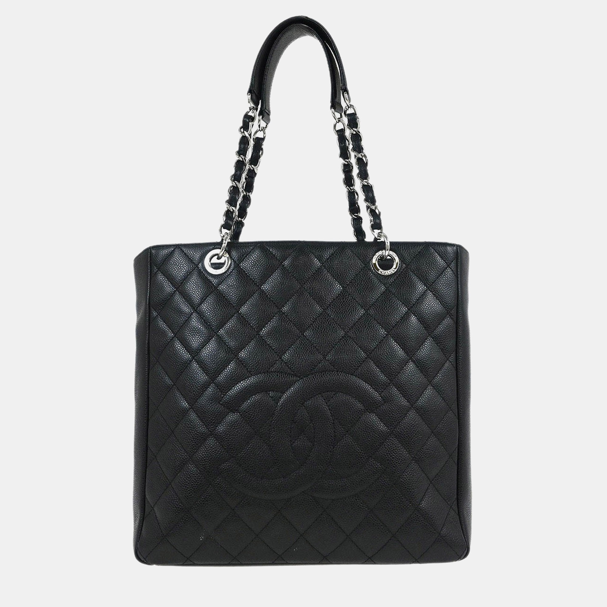

Chanel Black Calfskin Tote Chain Handbag