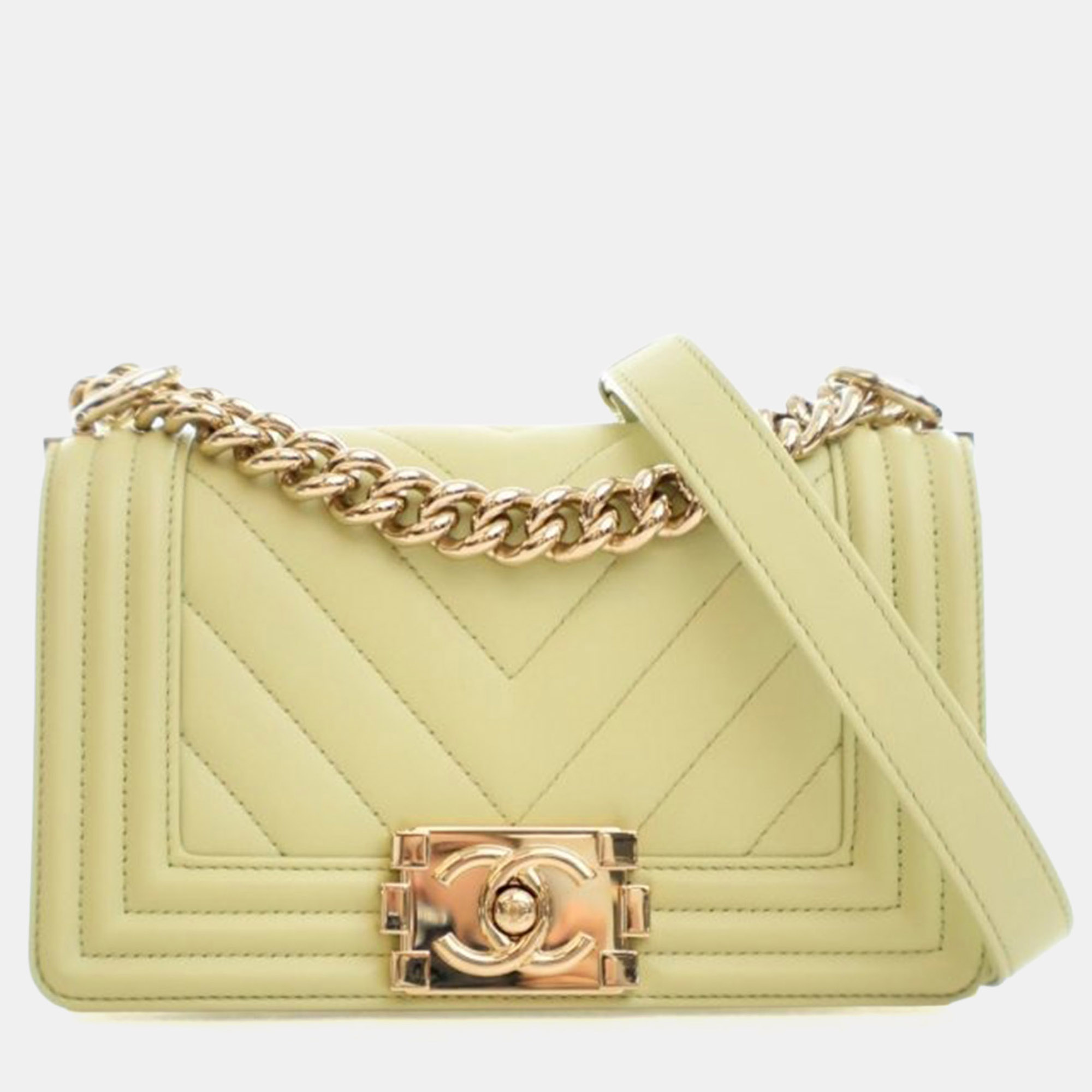 

Chanel Small Calfskin Boy Bag, Yellow