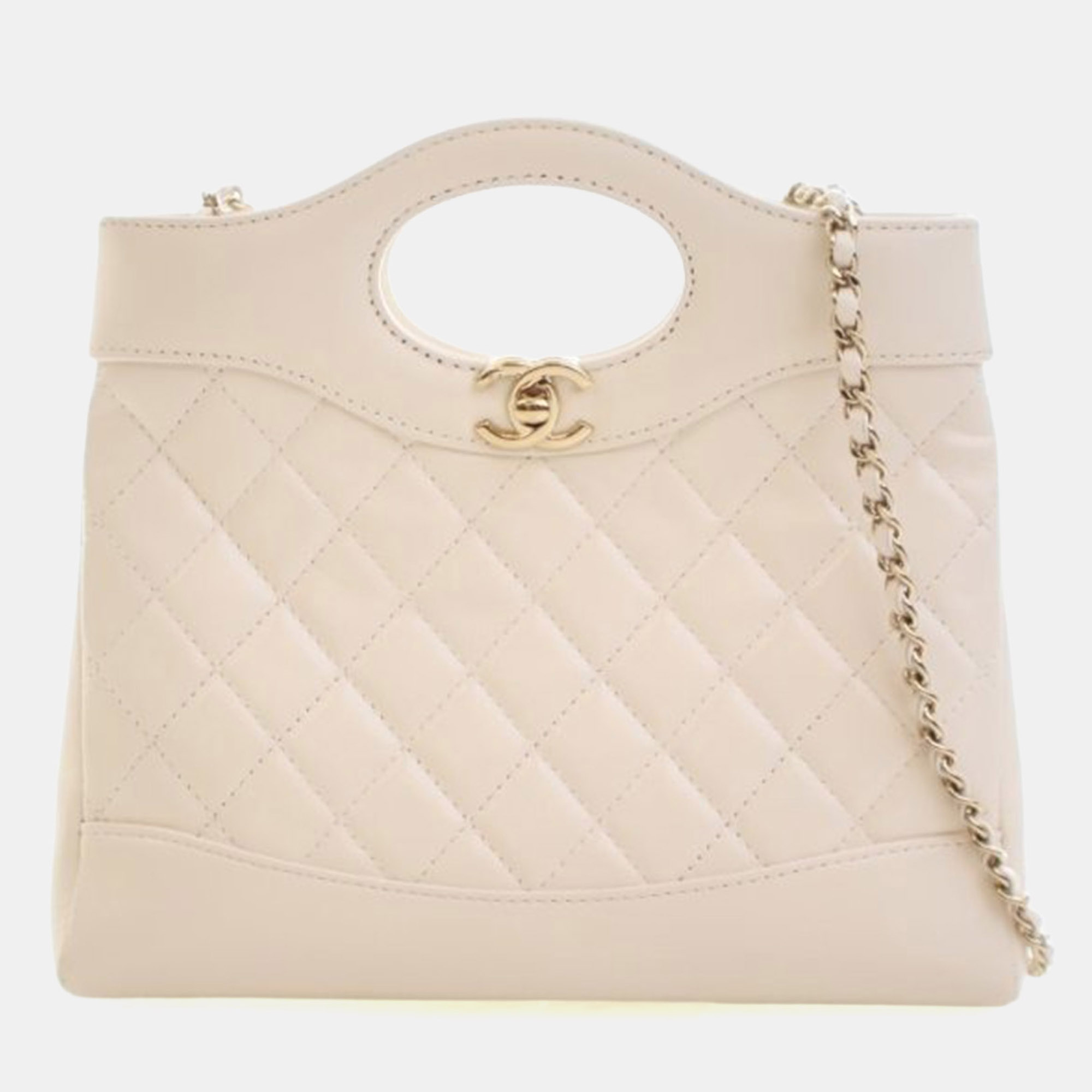 

Chanel Mini Shiny Lambskin 31 Shopping Bag, White