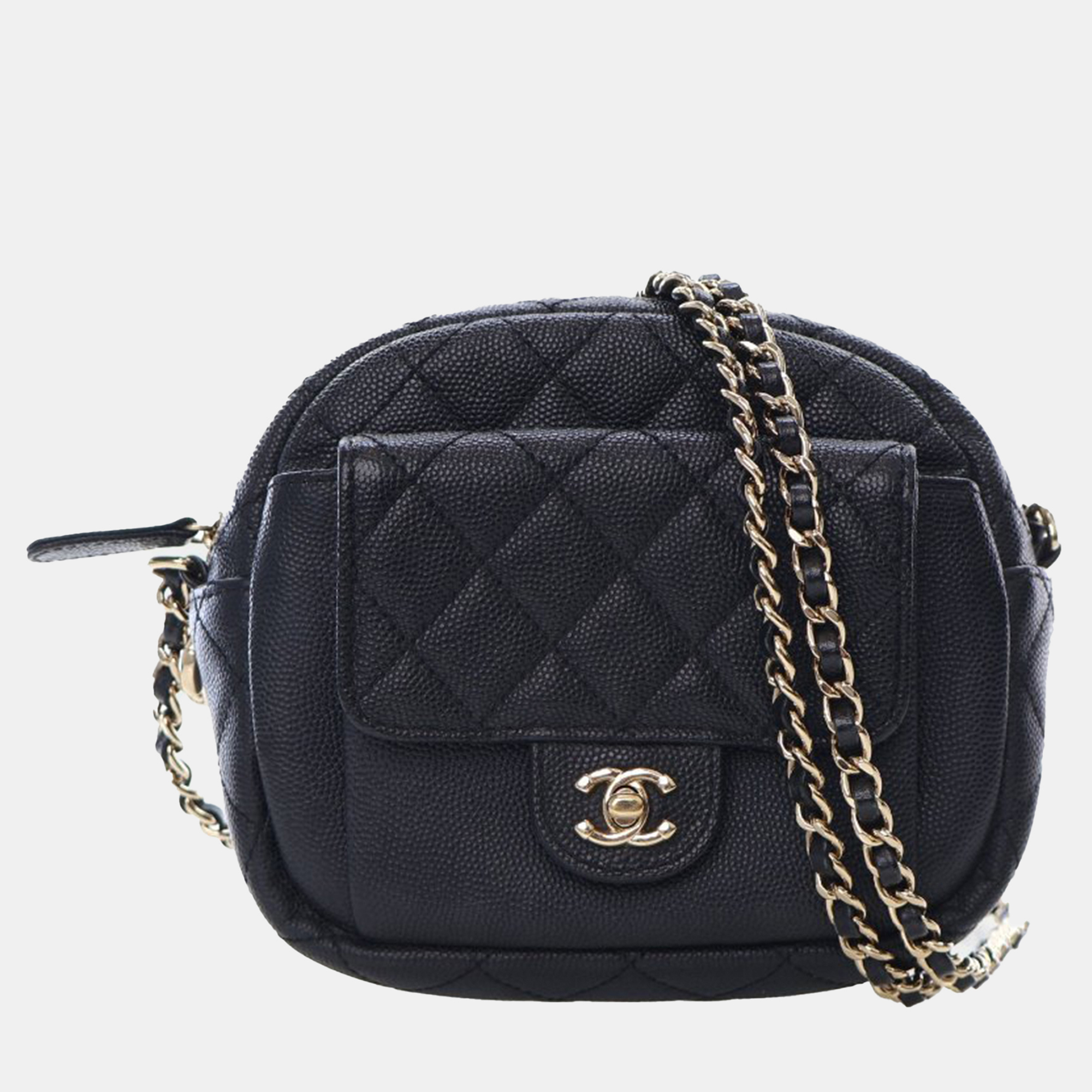 

Chanel Black Quilted Caviar CC Day Camera Bag